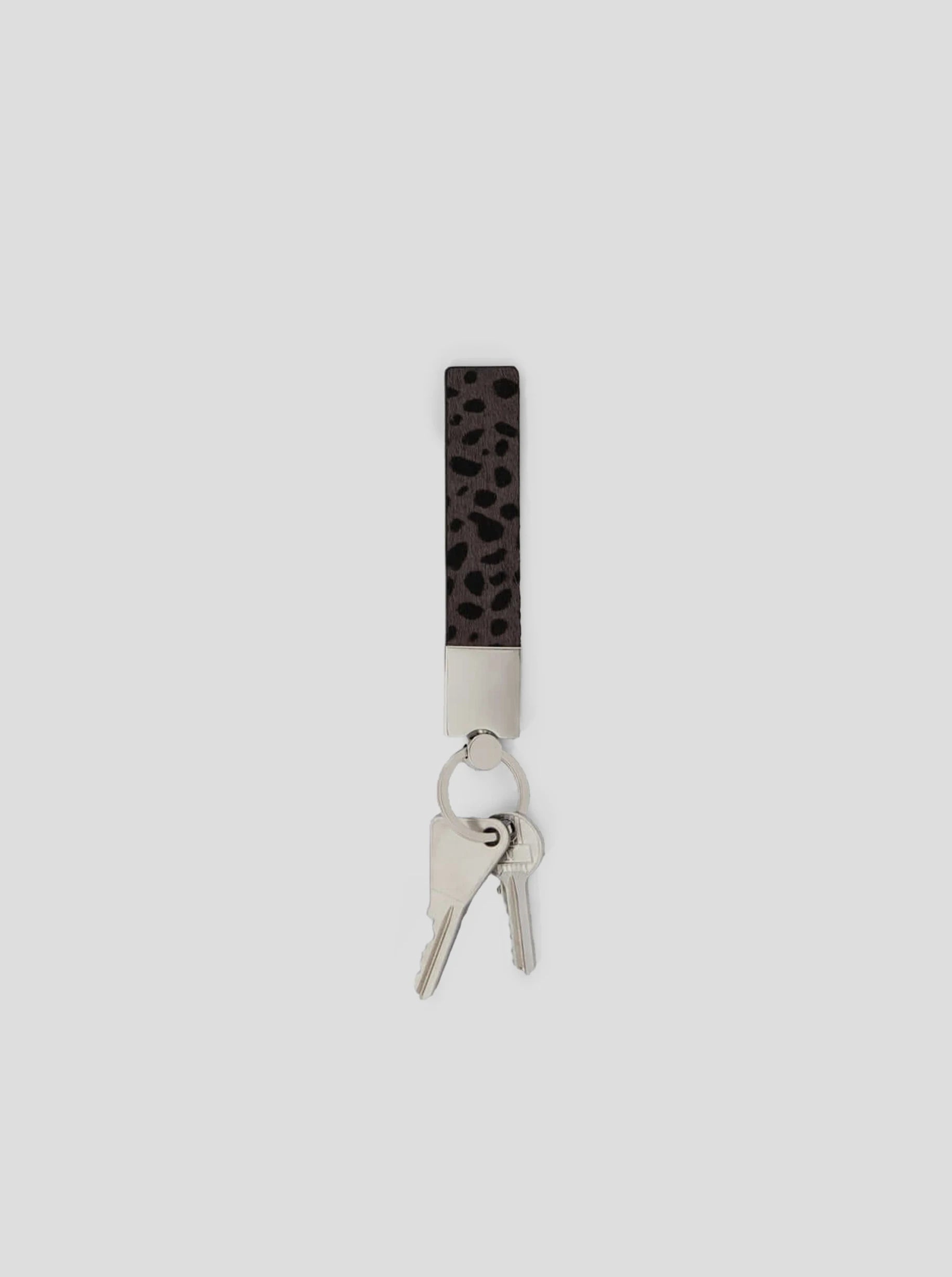 The Minis Key Holder in Grey Cheetah Printed Leather