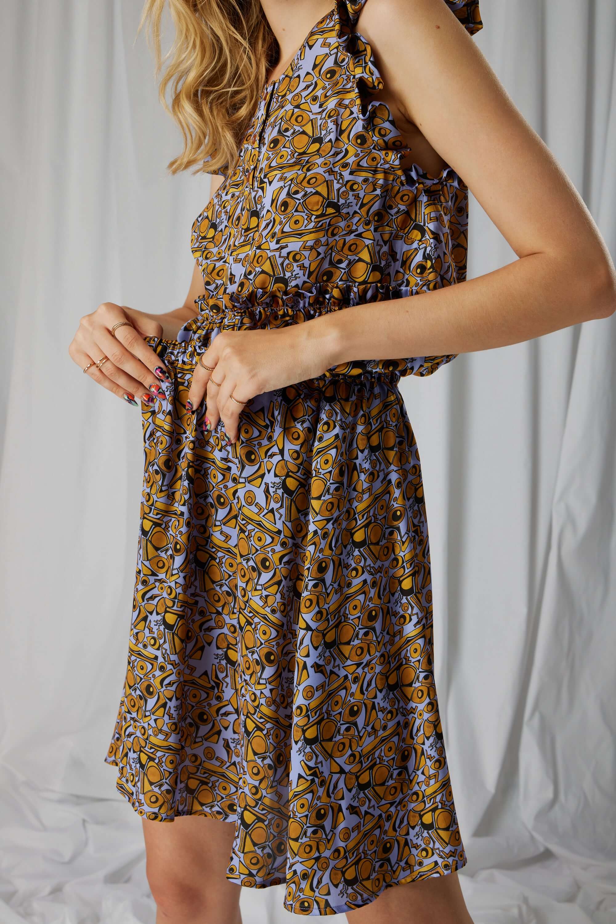 Serena skirt in Art Deco Factory print