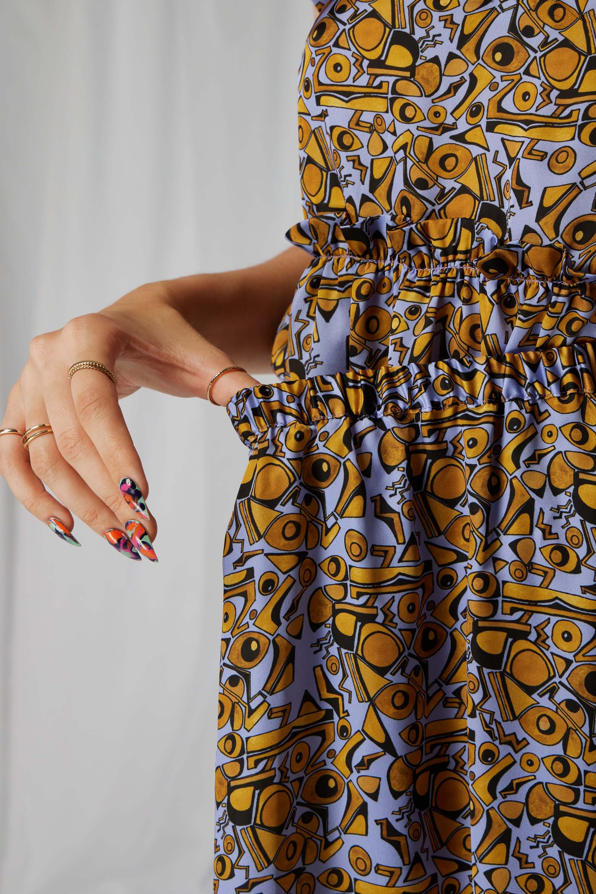 Serena skirt in Art Deco Factory print