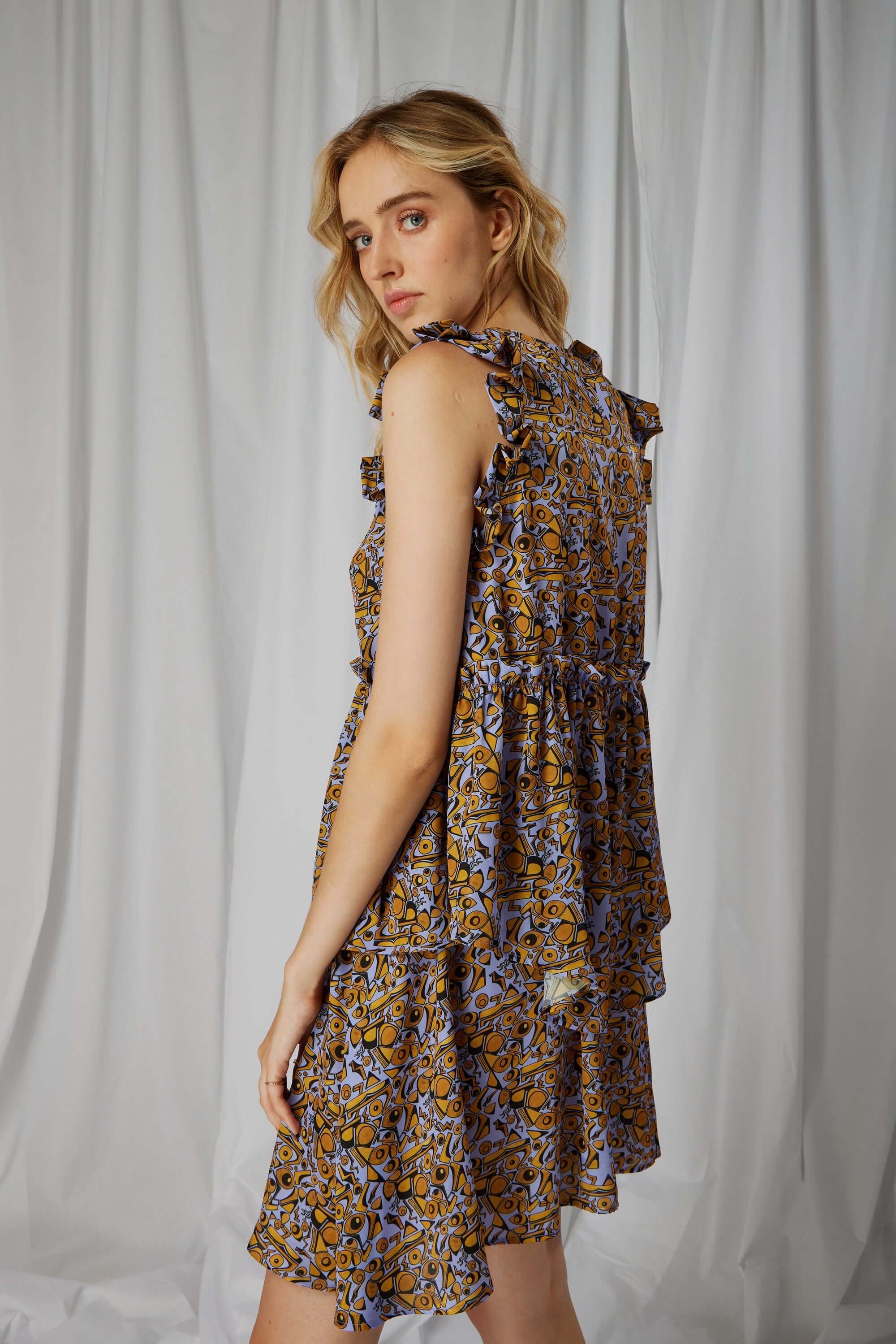 Kaya blouse in Art Deco Factory print