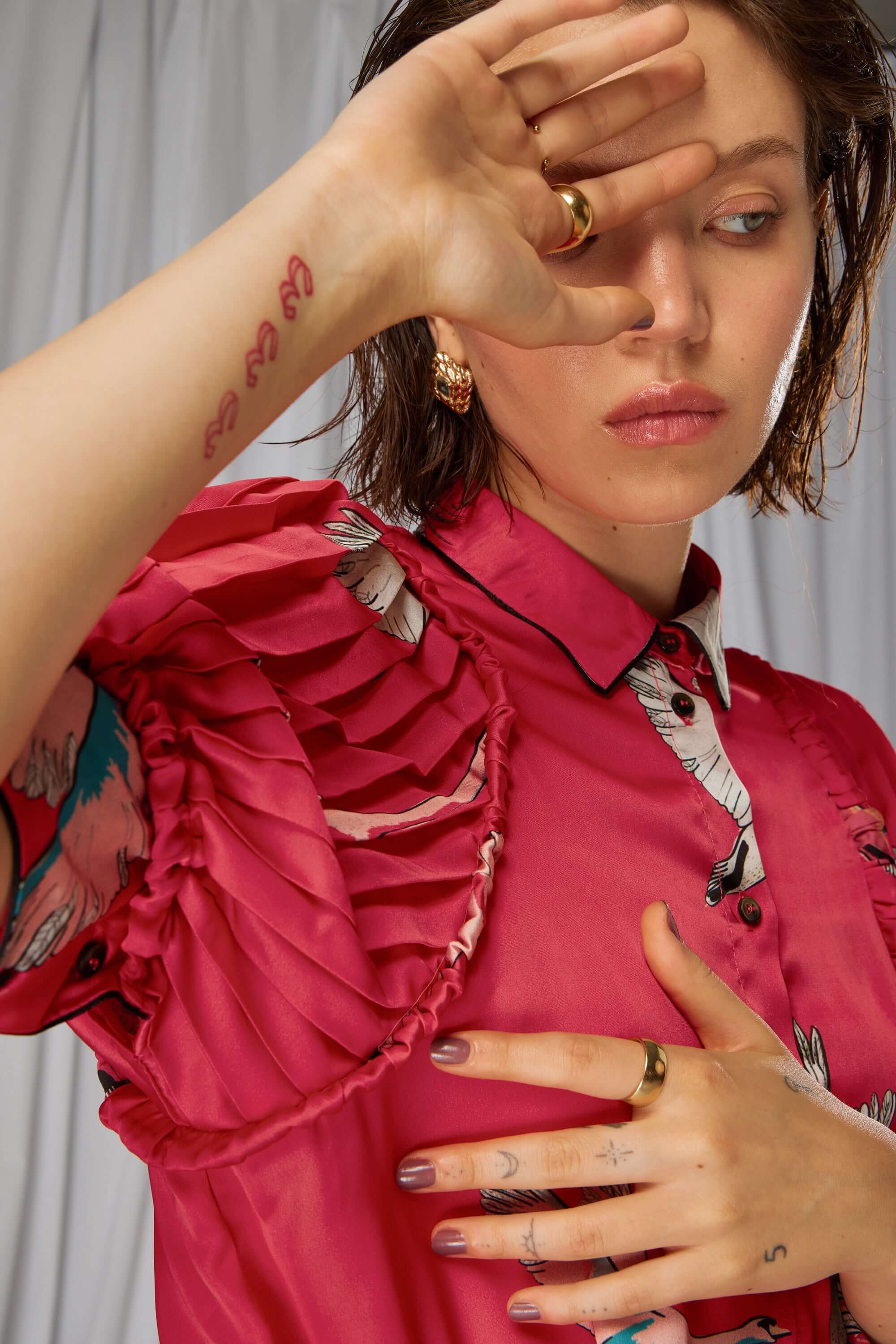 Lex shirt in pink Swan print