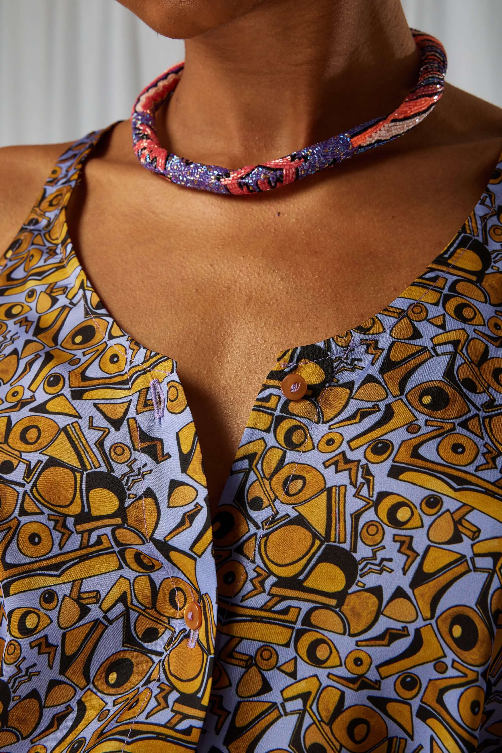 Top long Java en imprimé Art Déco