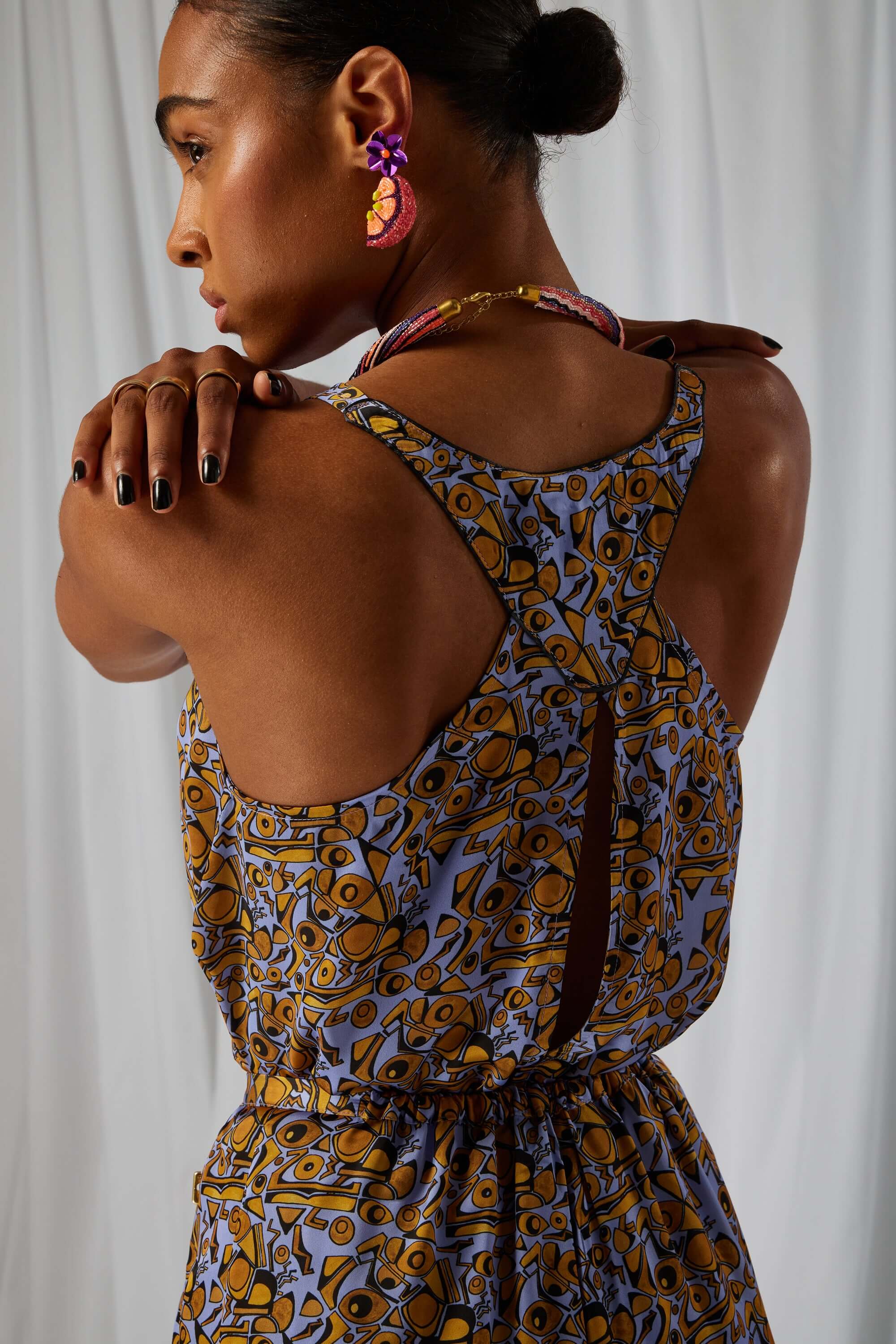 Top long Java en imprimé Art Déco