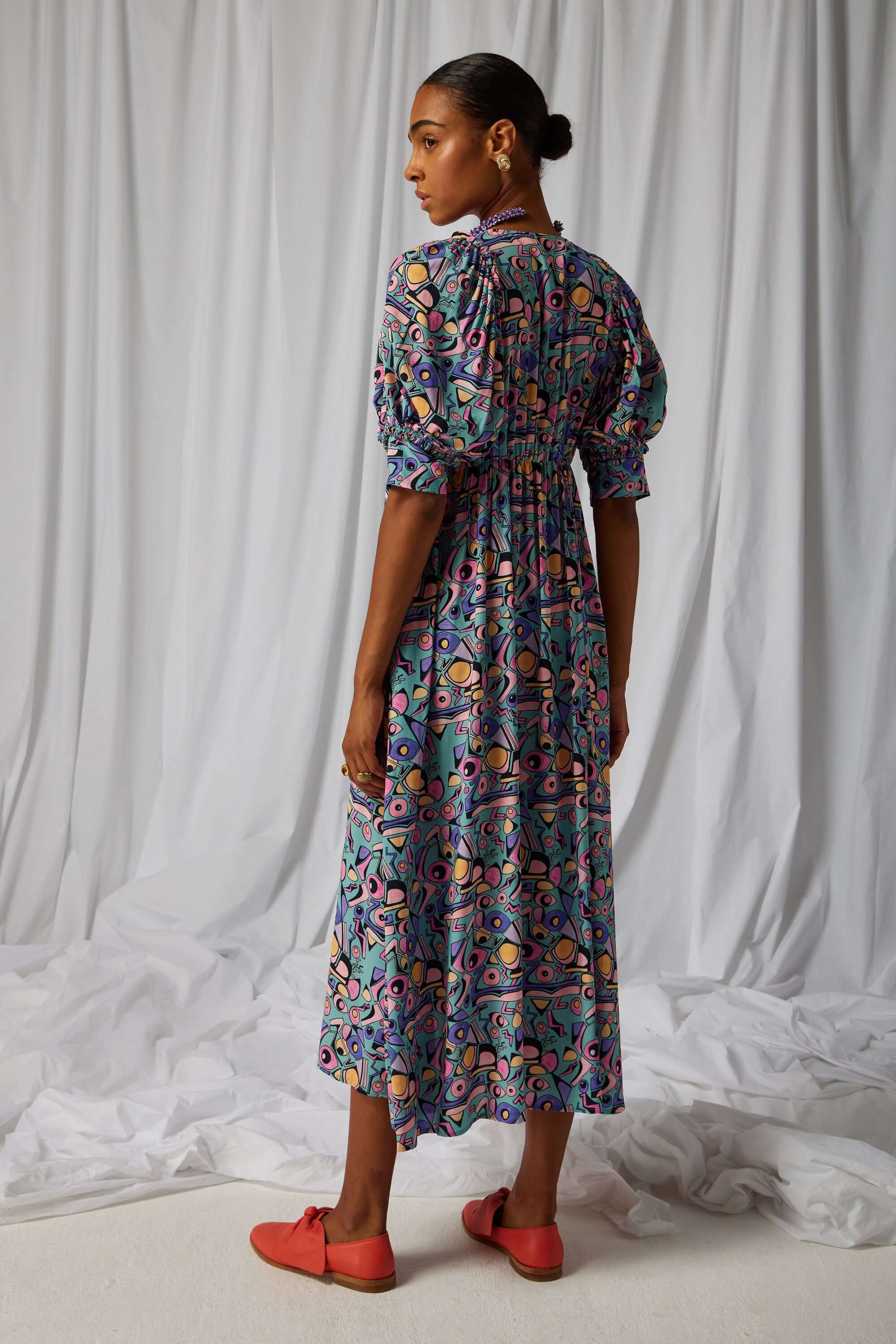 Robe Jim froncée en imprimé Miami