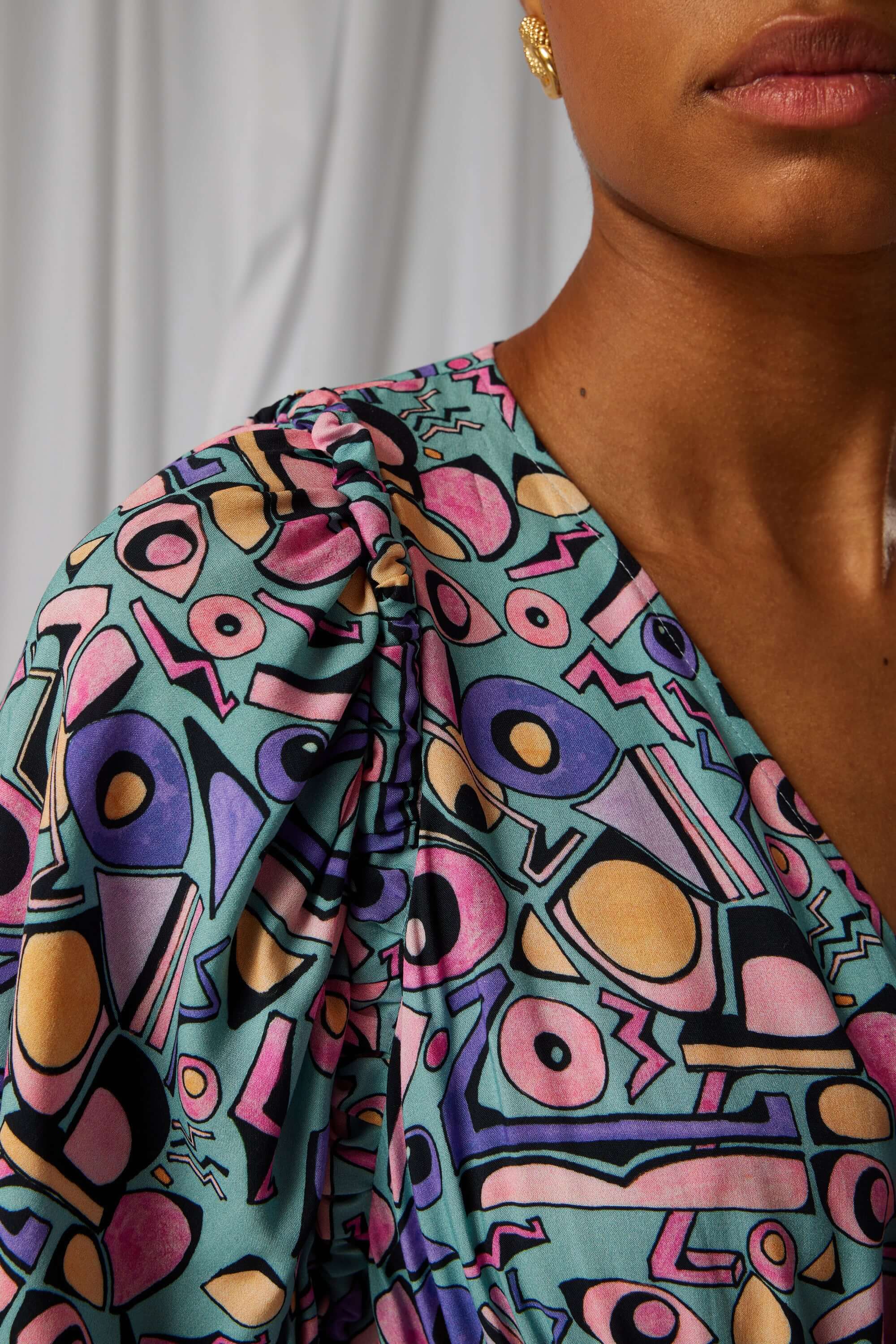 Robe Jim froncée en imprimé Miami