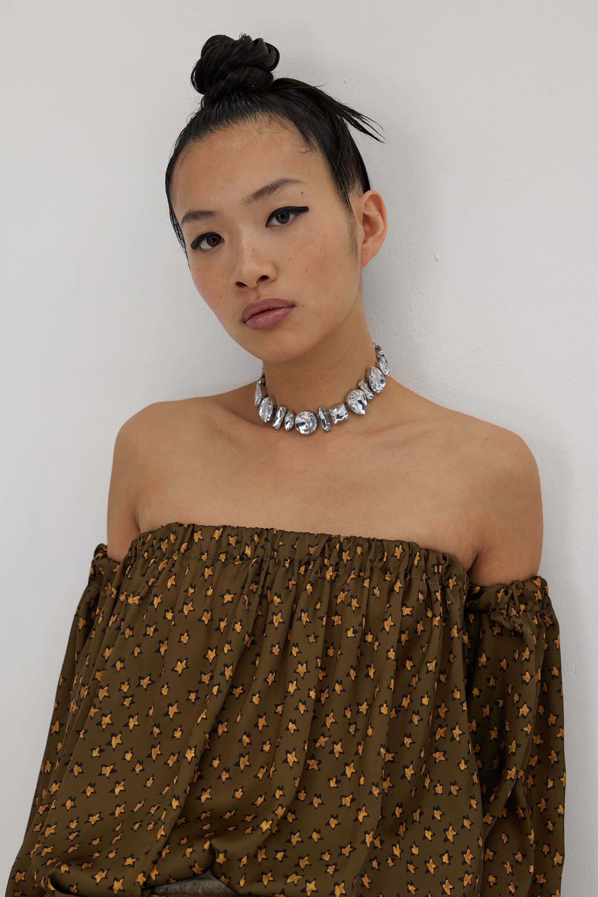 Blouse Pénélope en imprimé Messy Stars écorce