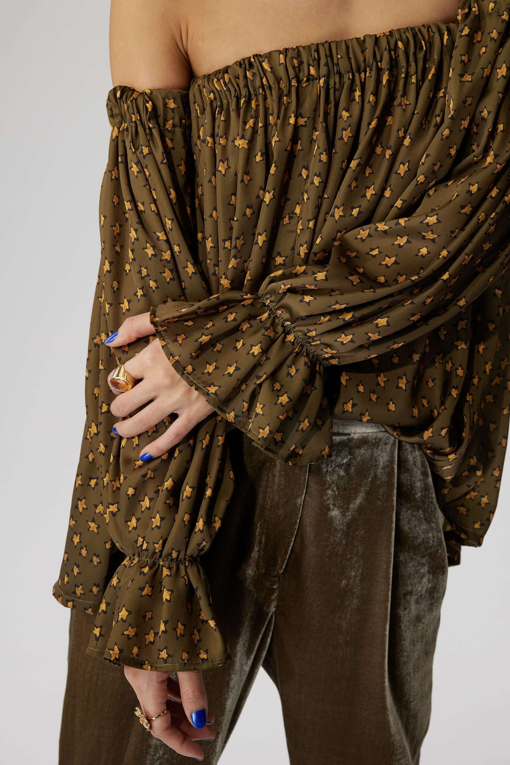 Blouse Pénélope en imprimé Messy Stars écorce