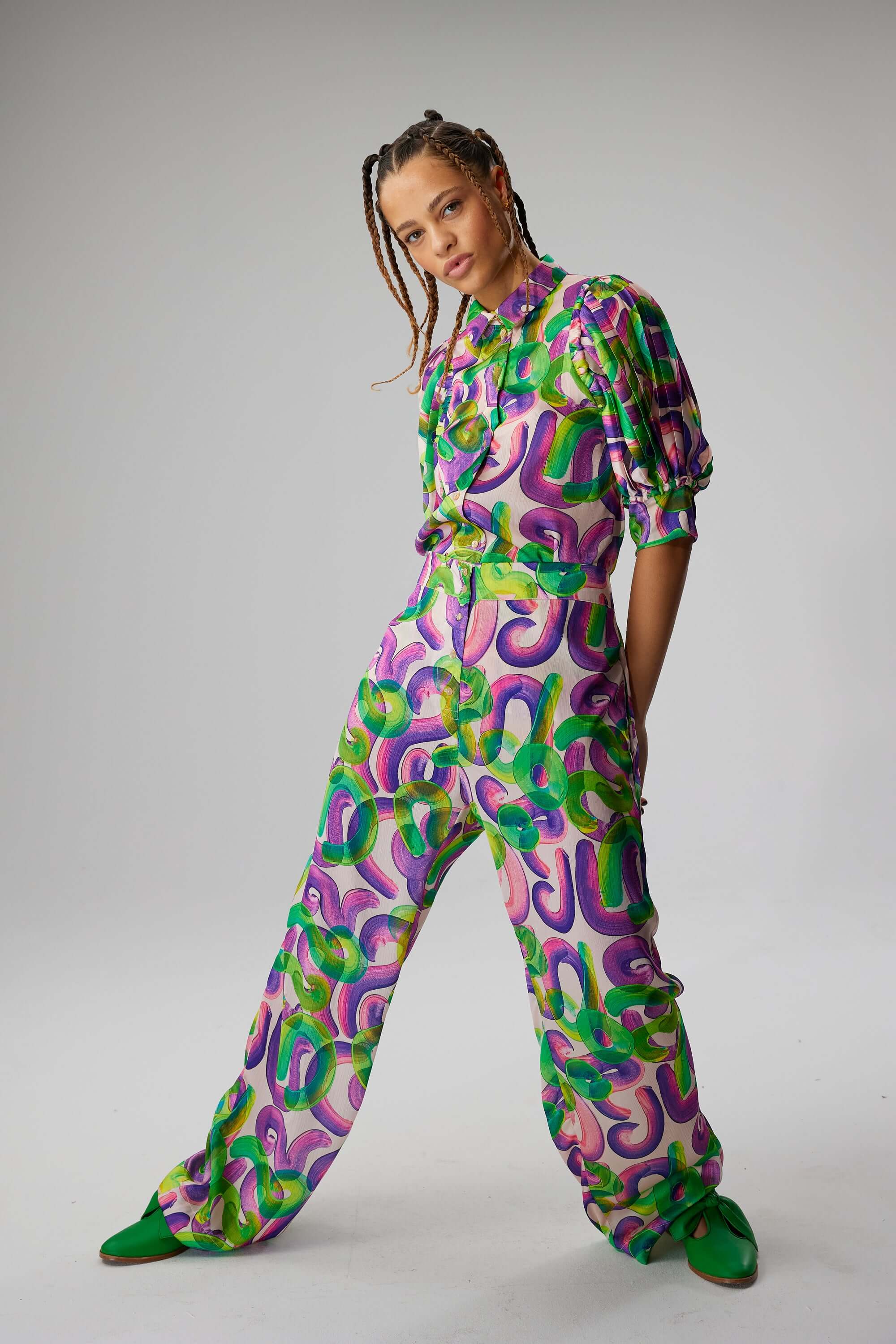 Spartacus pants in Iodine Marshmallow print