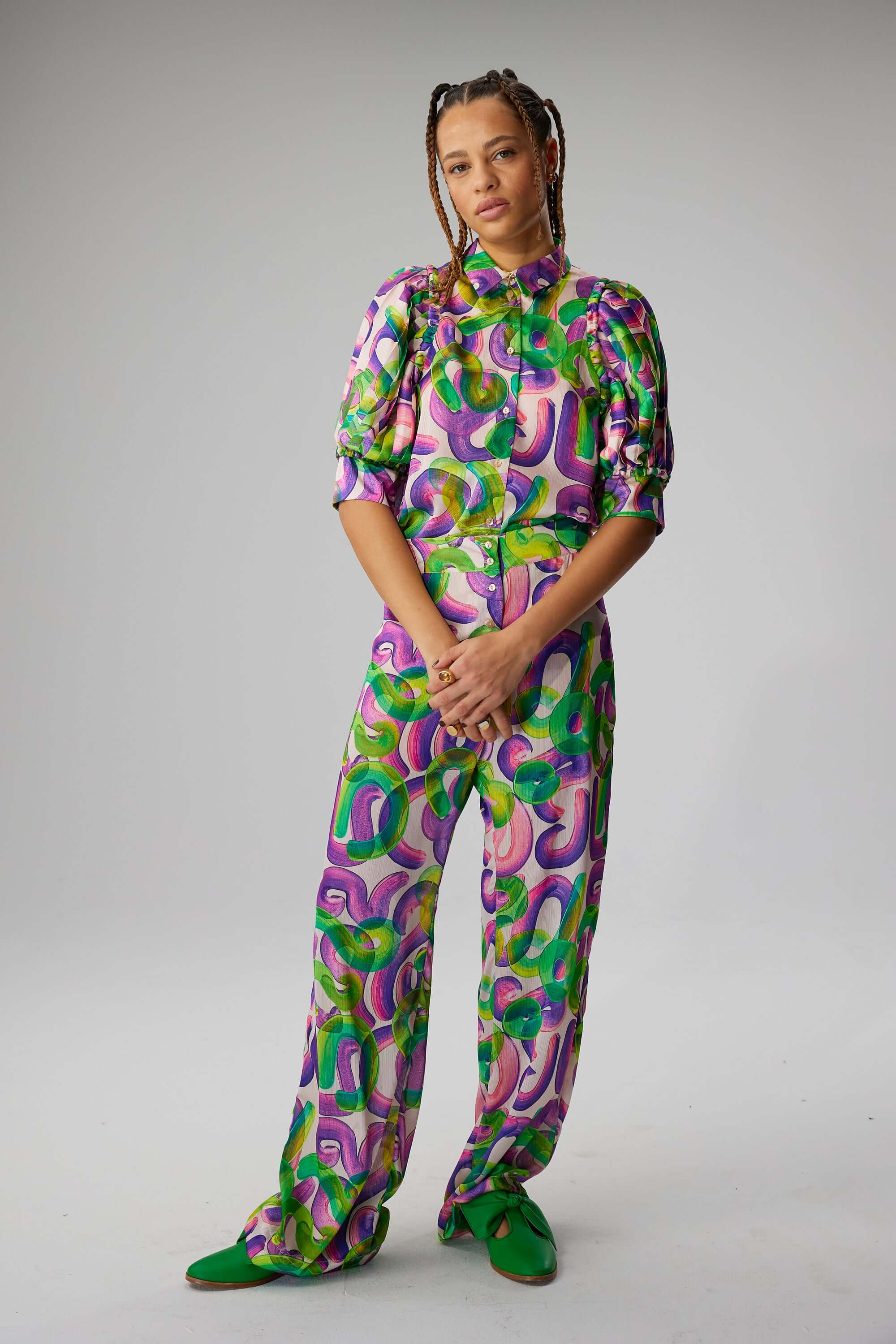 Spartacus pants in Iodine Marshmallow print