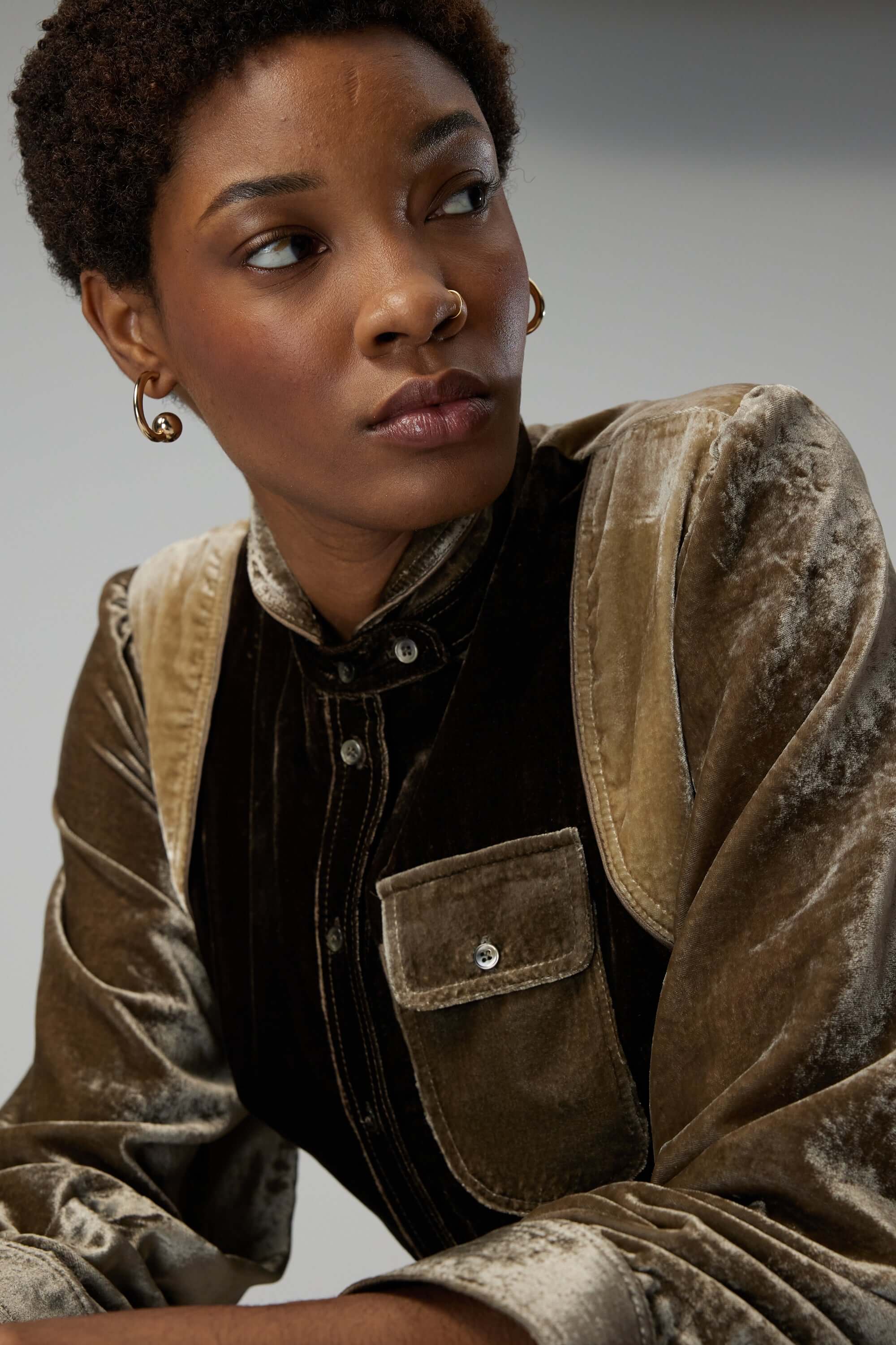 Tokyo shirt in Bark velvet