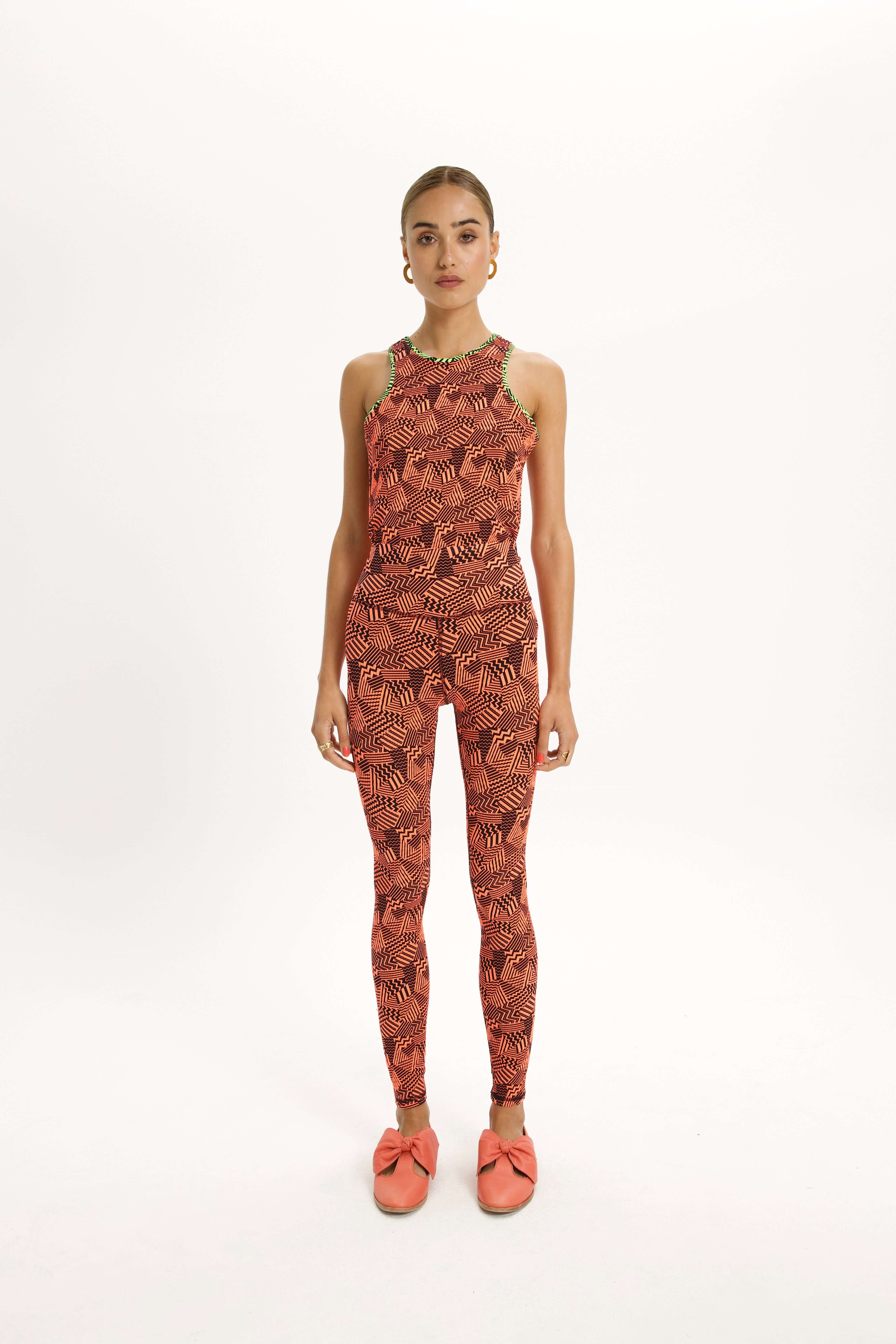 Legging glue en tissu ginger Fizz fluo