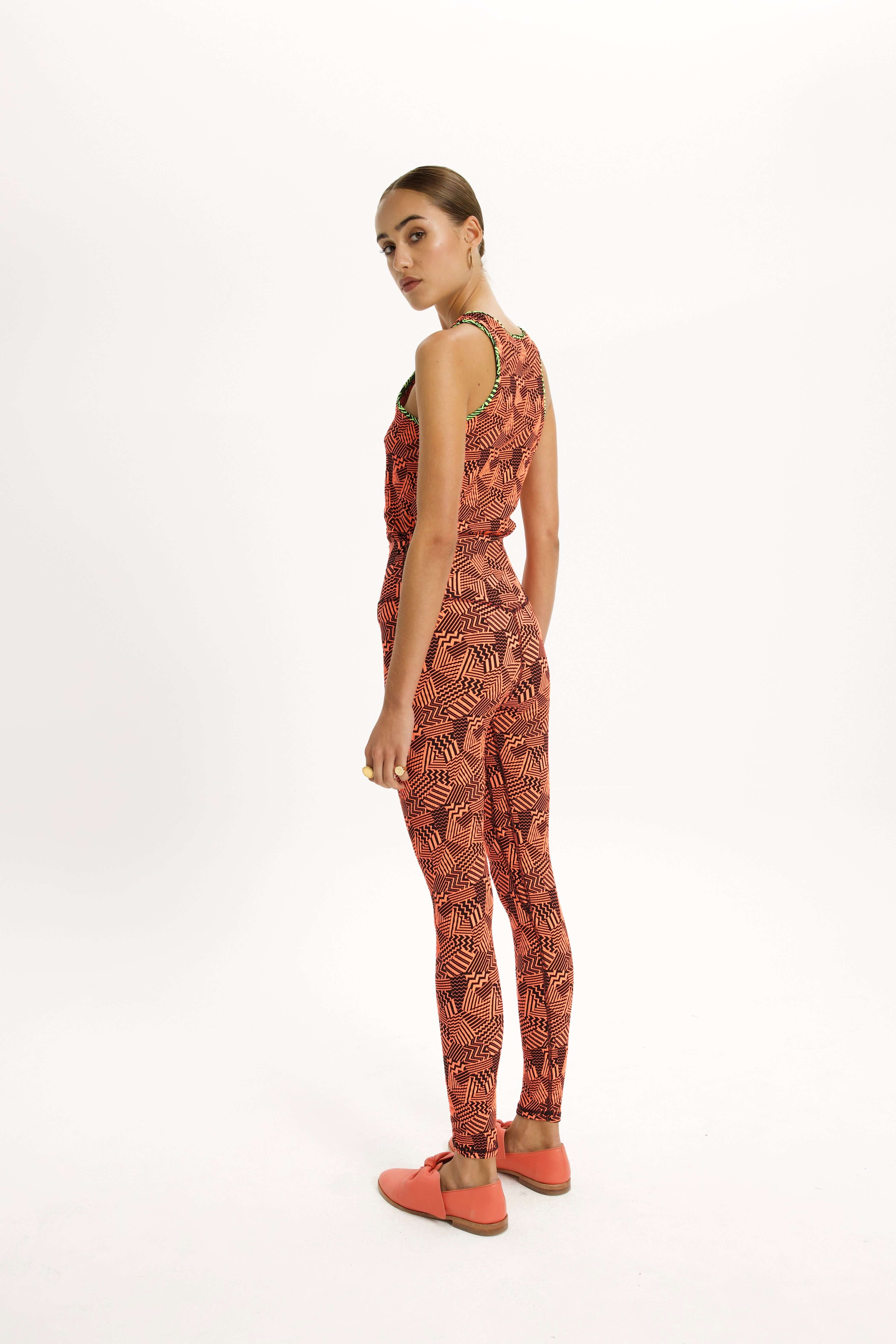 Legging glue en tissu ginger Fizz fluo