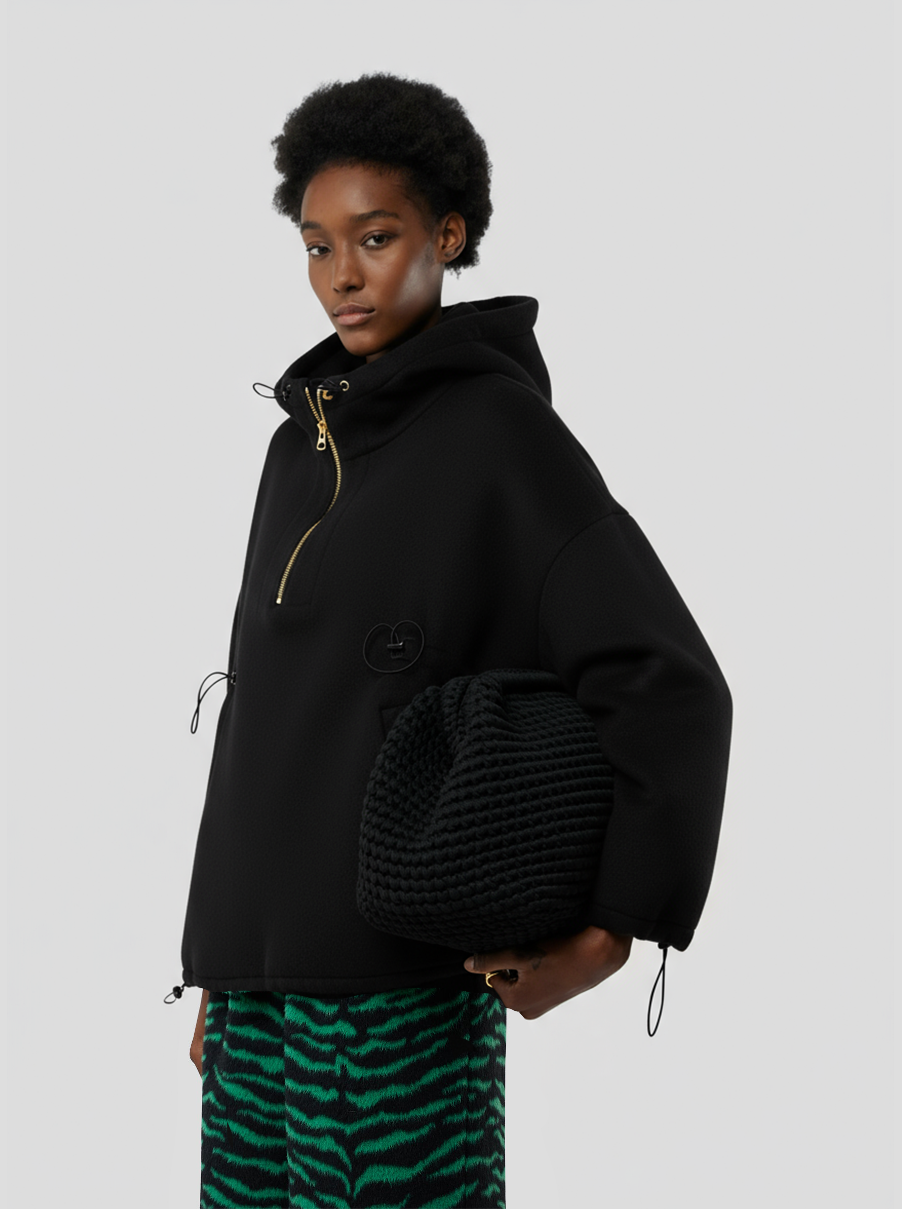 Tony windbreaker in Black Woolen Cashmere