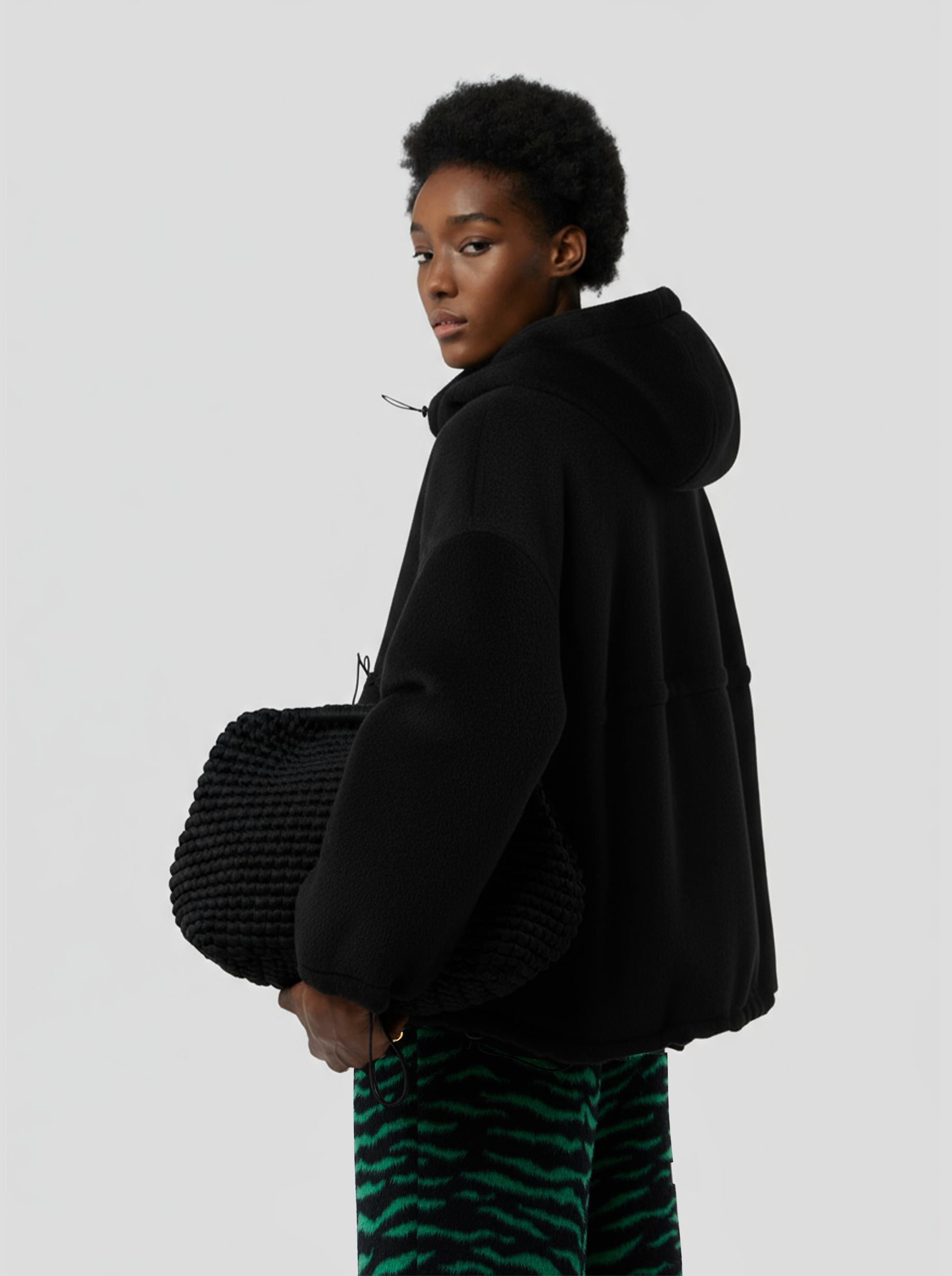 Tony windbreaker in Black Woolen Cashmere