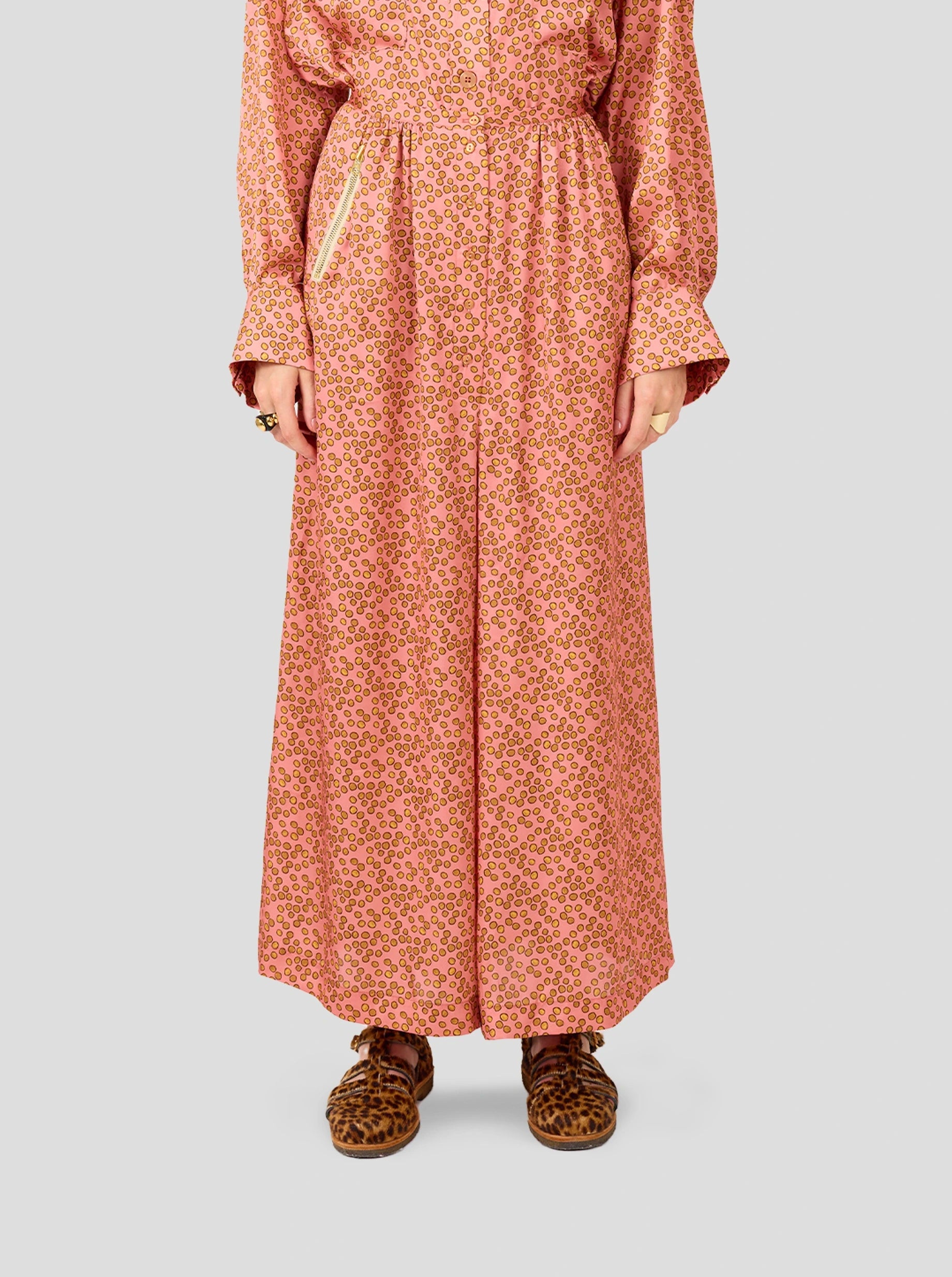 Doll Pants in Canyon Clay Messy Dots Print