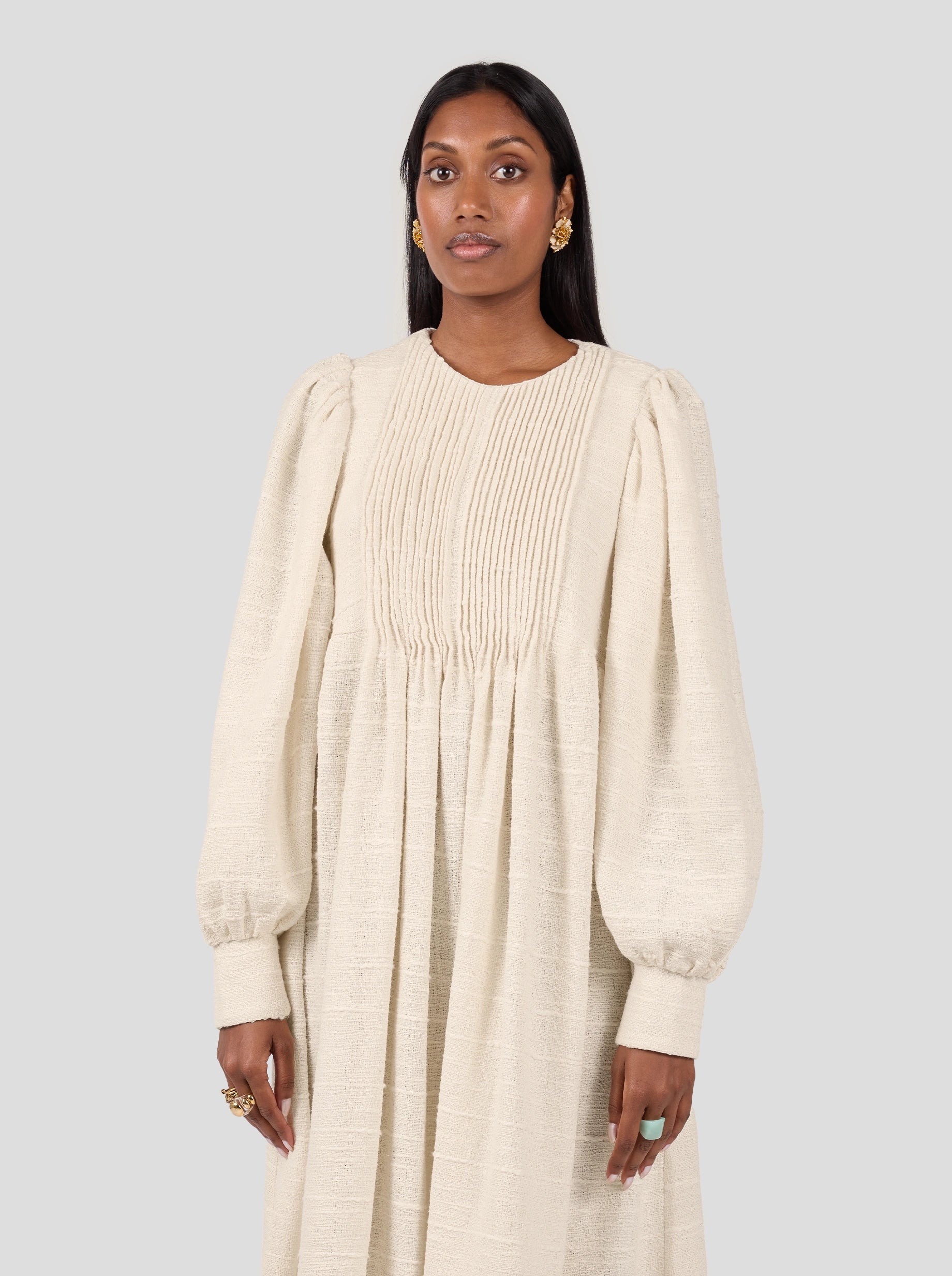 Austin Dress In Ivory Jute Canvas