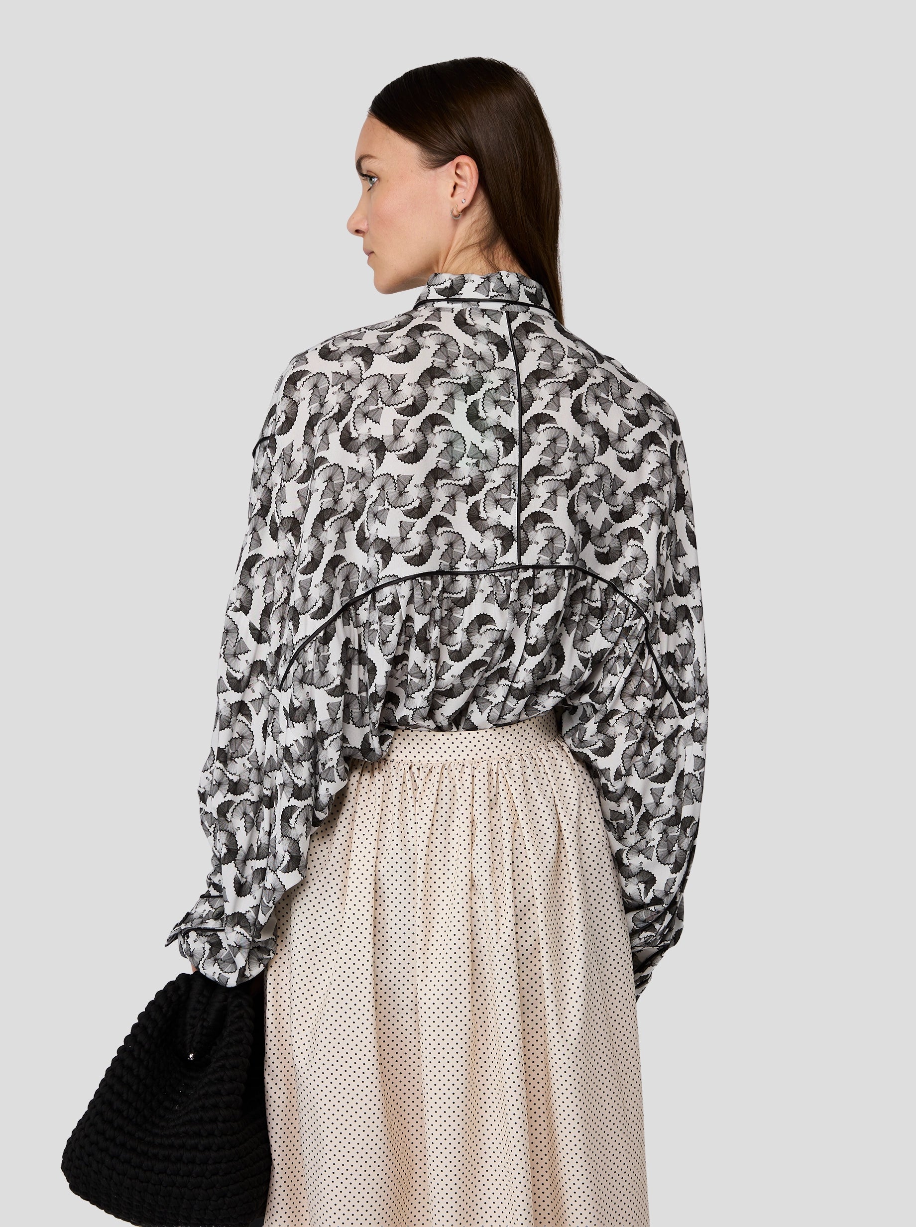 Orso Skirt in Black-Dotted Sand Technical Fabric