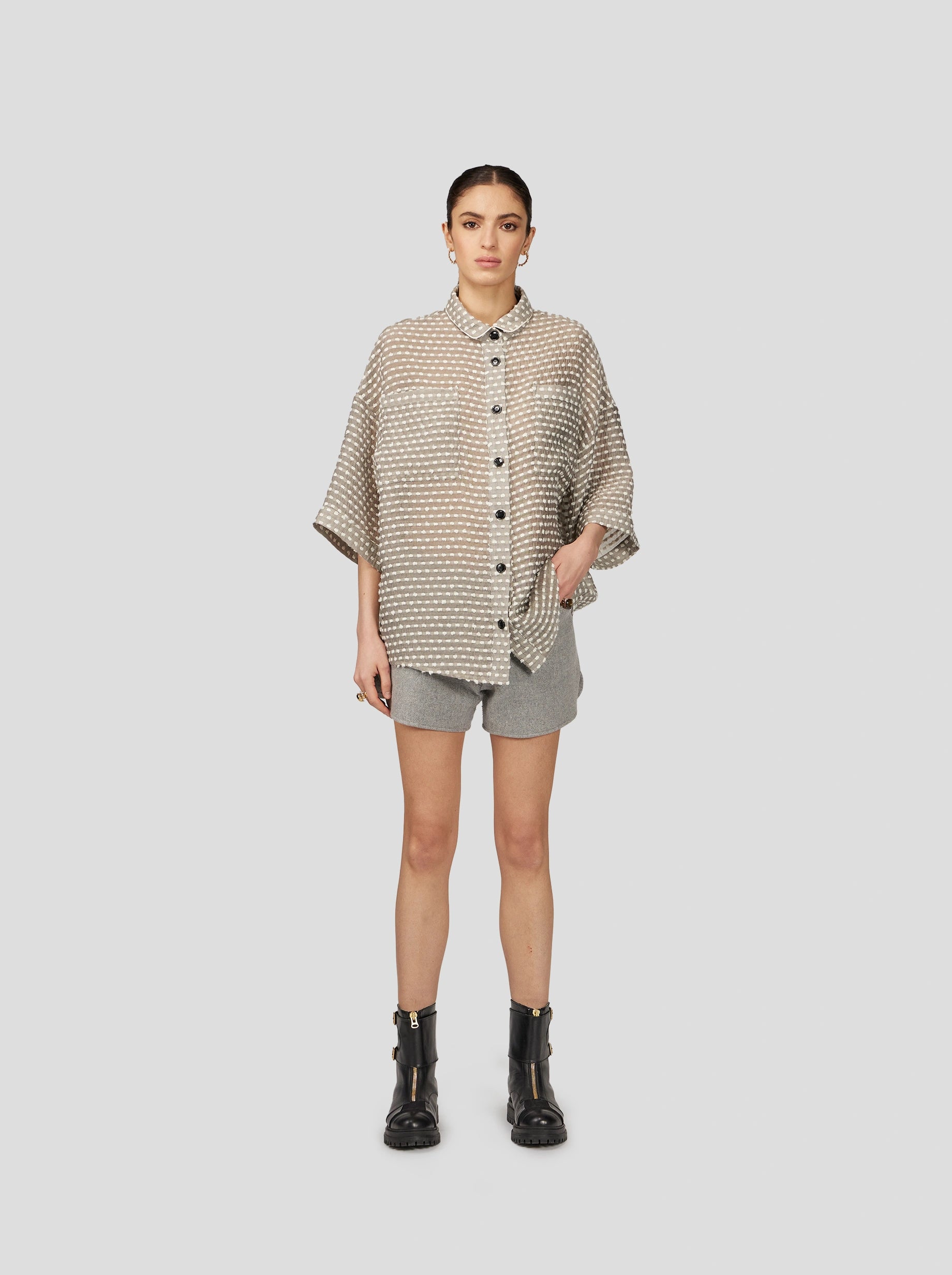 Chemise Astrée en Voile Soufflé Gris Galet