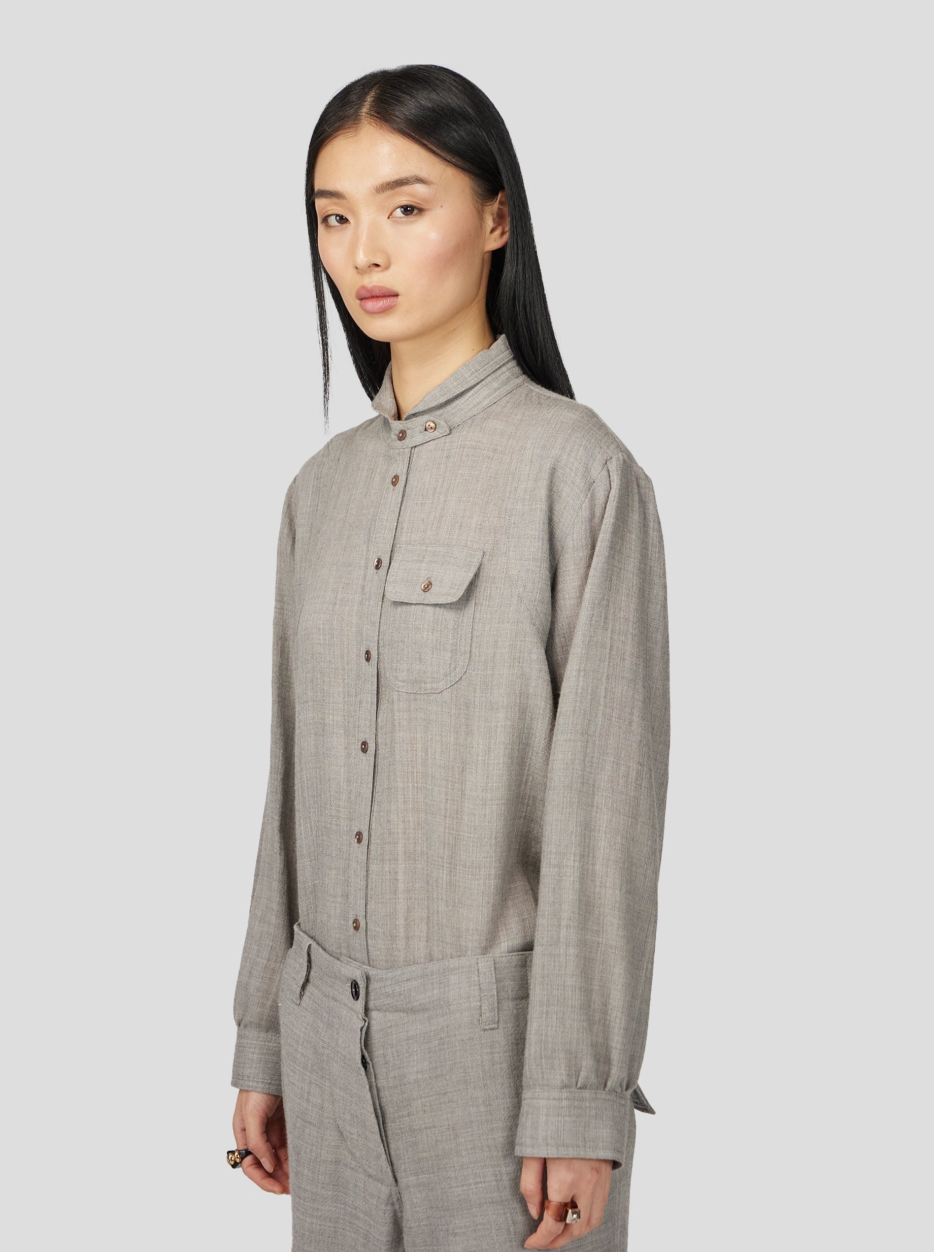 Chemise Tokyo en Drap de laine Cendre