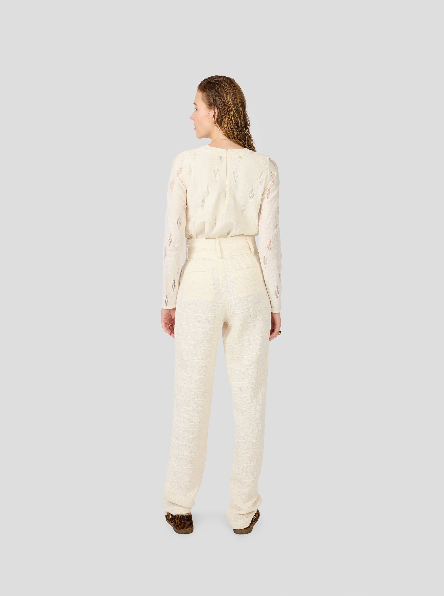 Jojo Pants In Ivory Jute Canvas