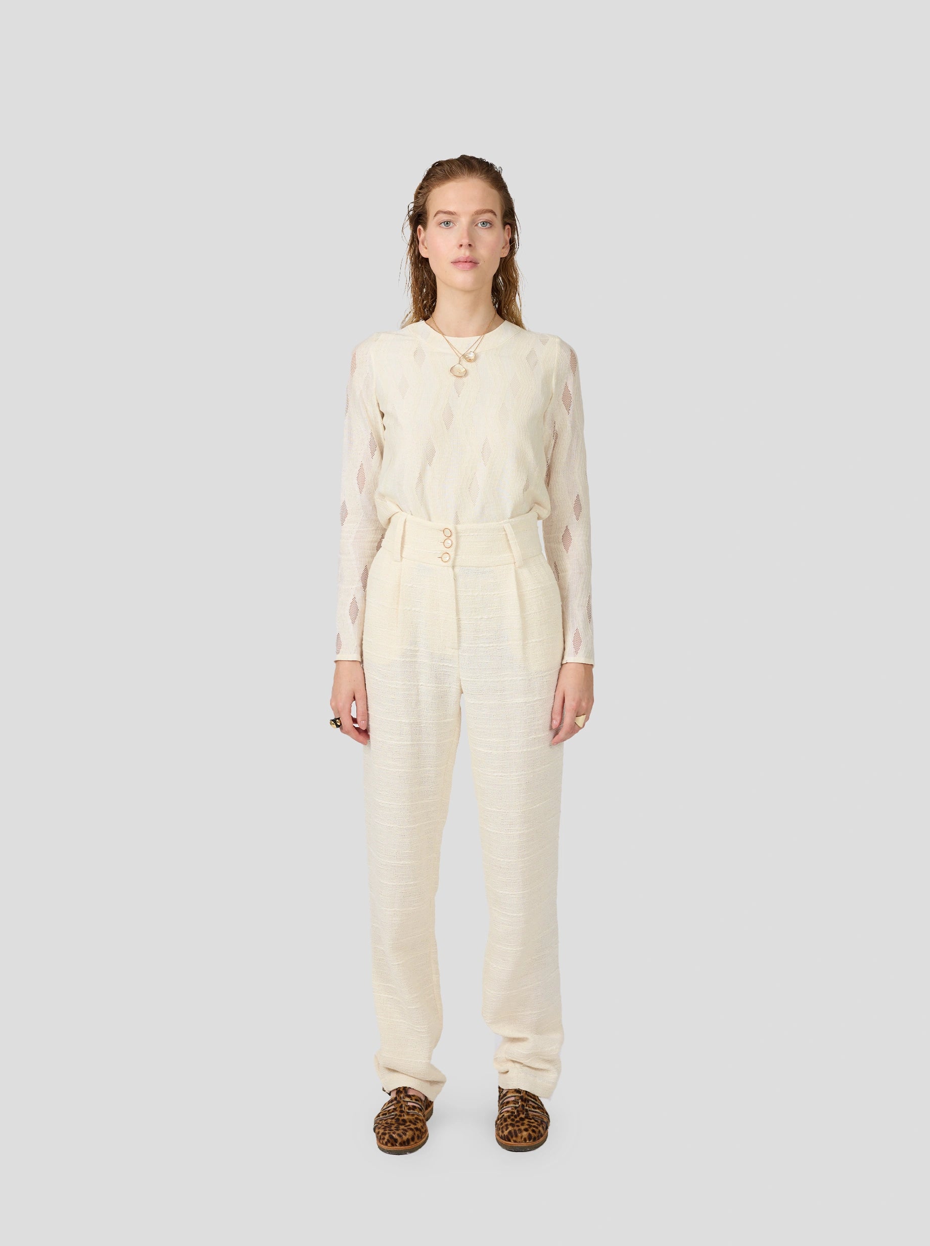 Jojo Pants In Ivory Jute Canvas