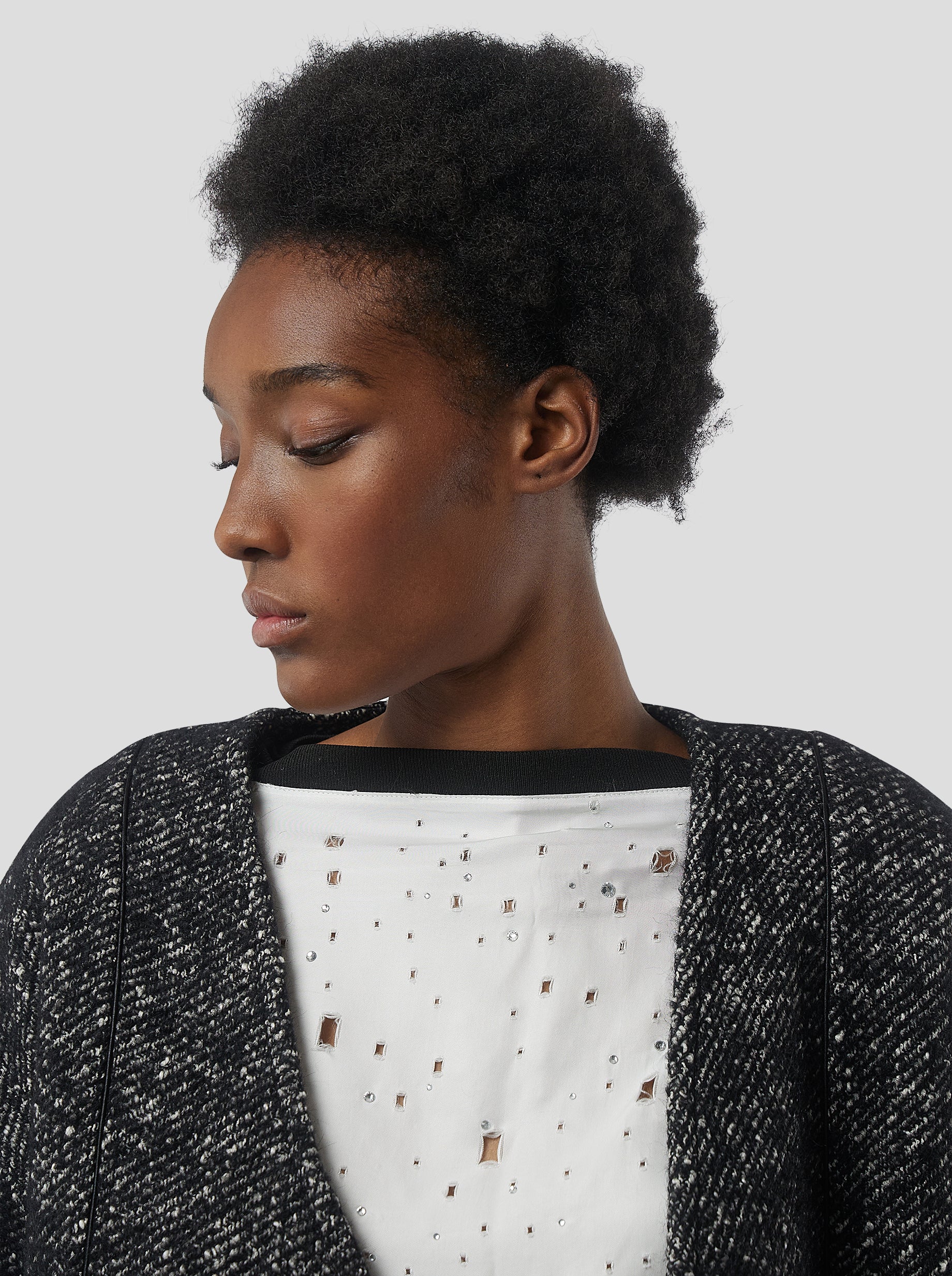 Bambi cardigan in dark wool, grandfather style