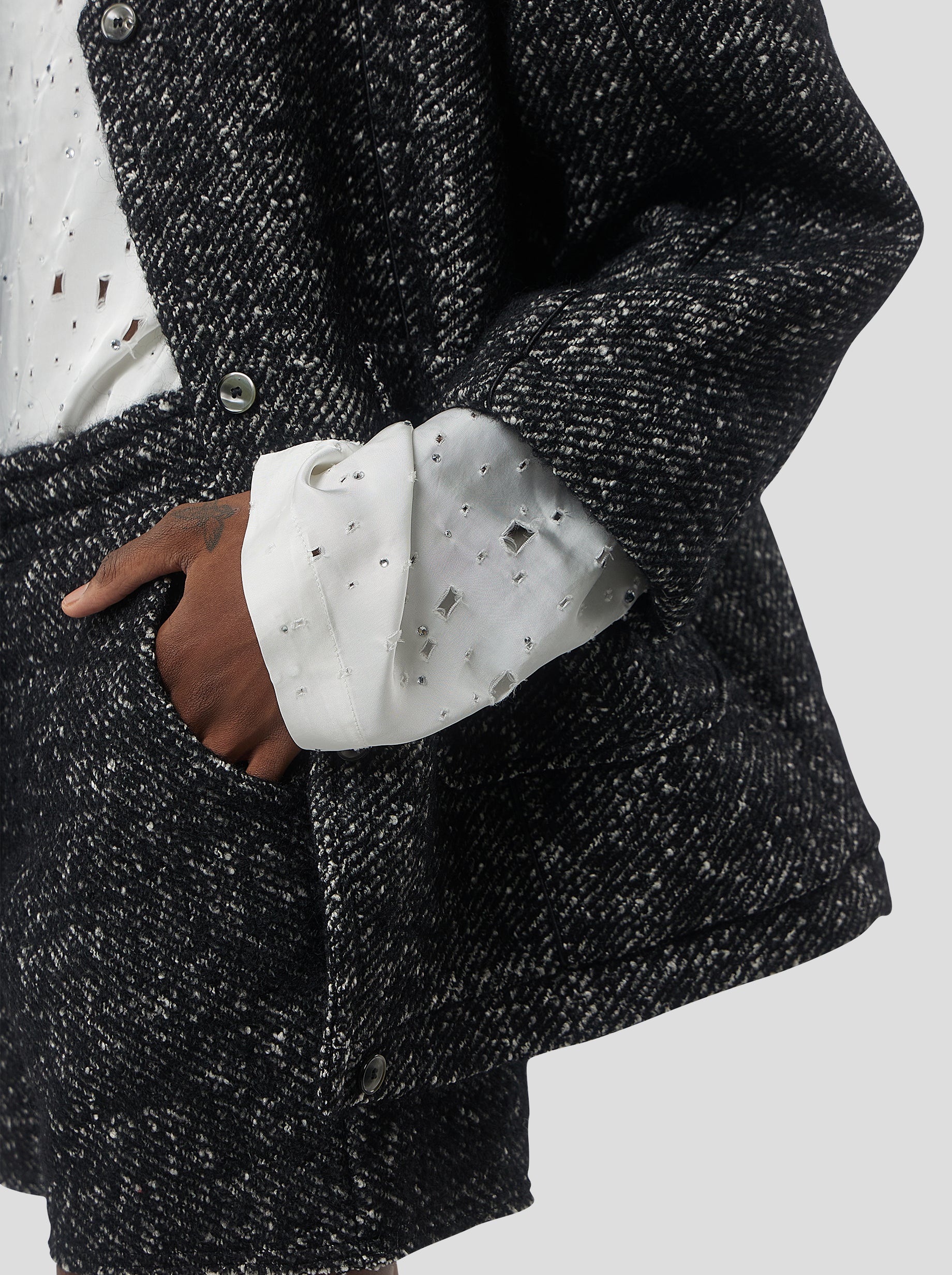 Bambi cardigan in dark wool, grandfather style