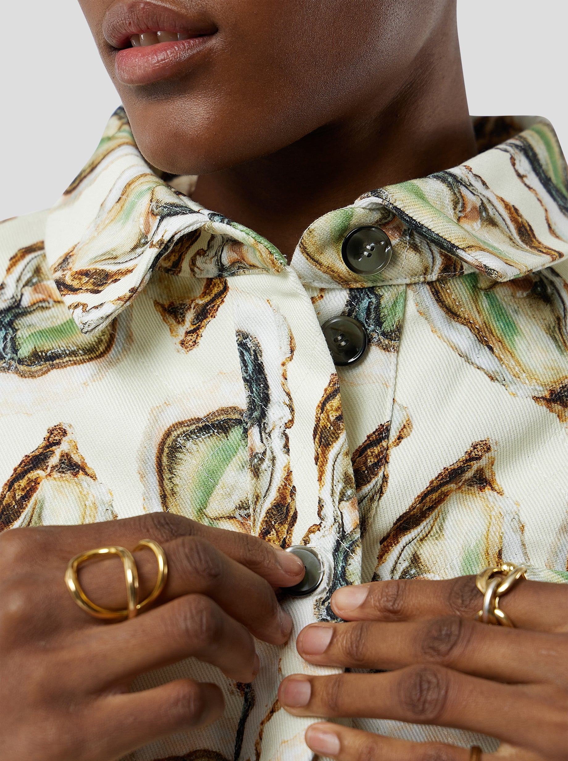 Chemise Astrée en imprimé Oyster sur denim