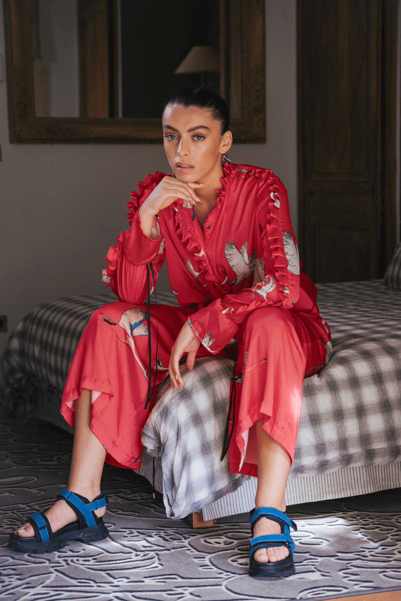 Combinaison Gil en imprimé Swan rose