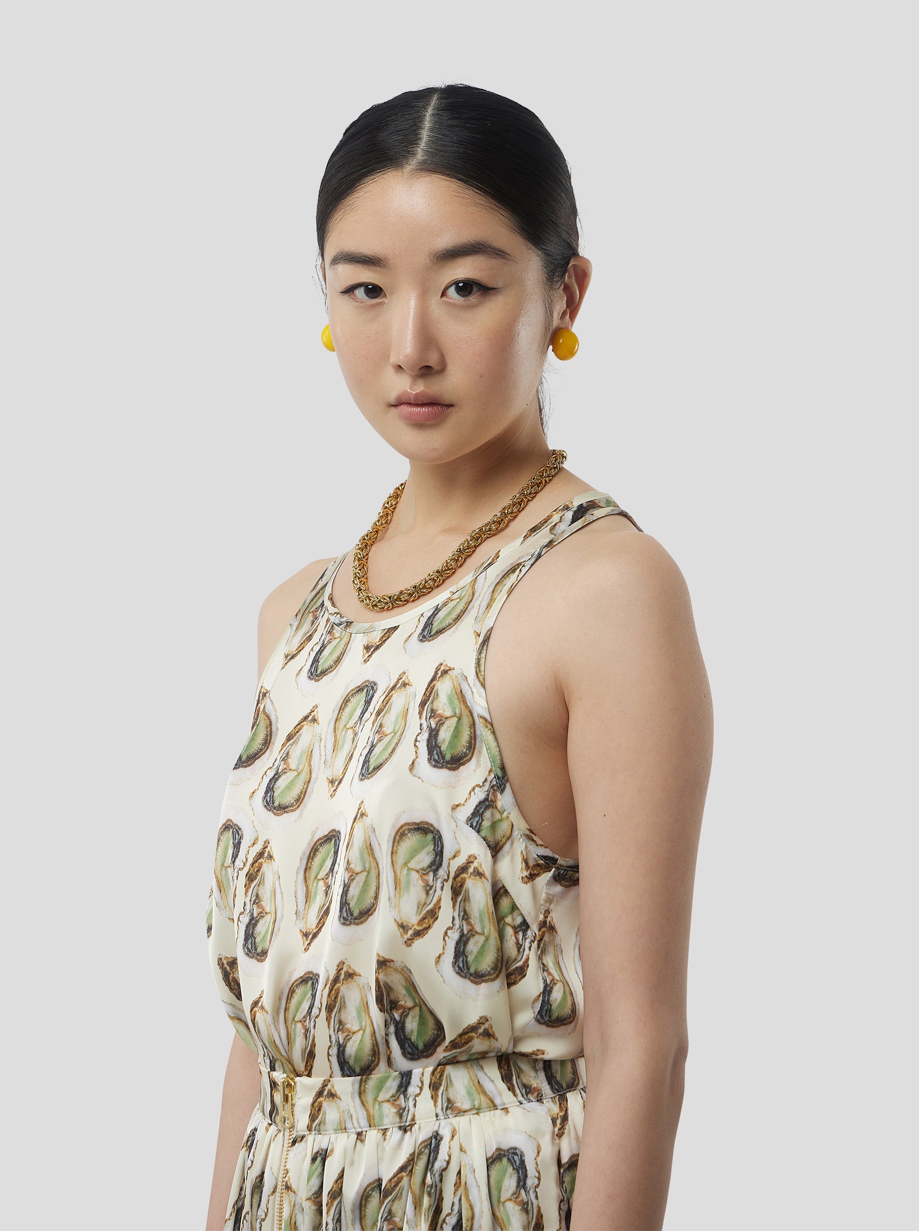 Deva Top in Lustruous Oyster print