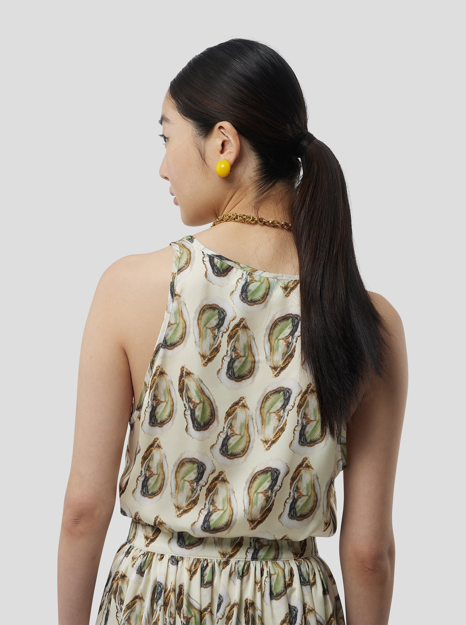 Deva Top in Lustruous Oyster print