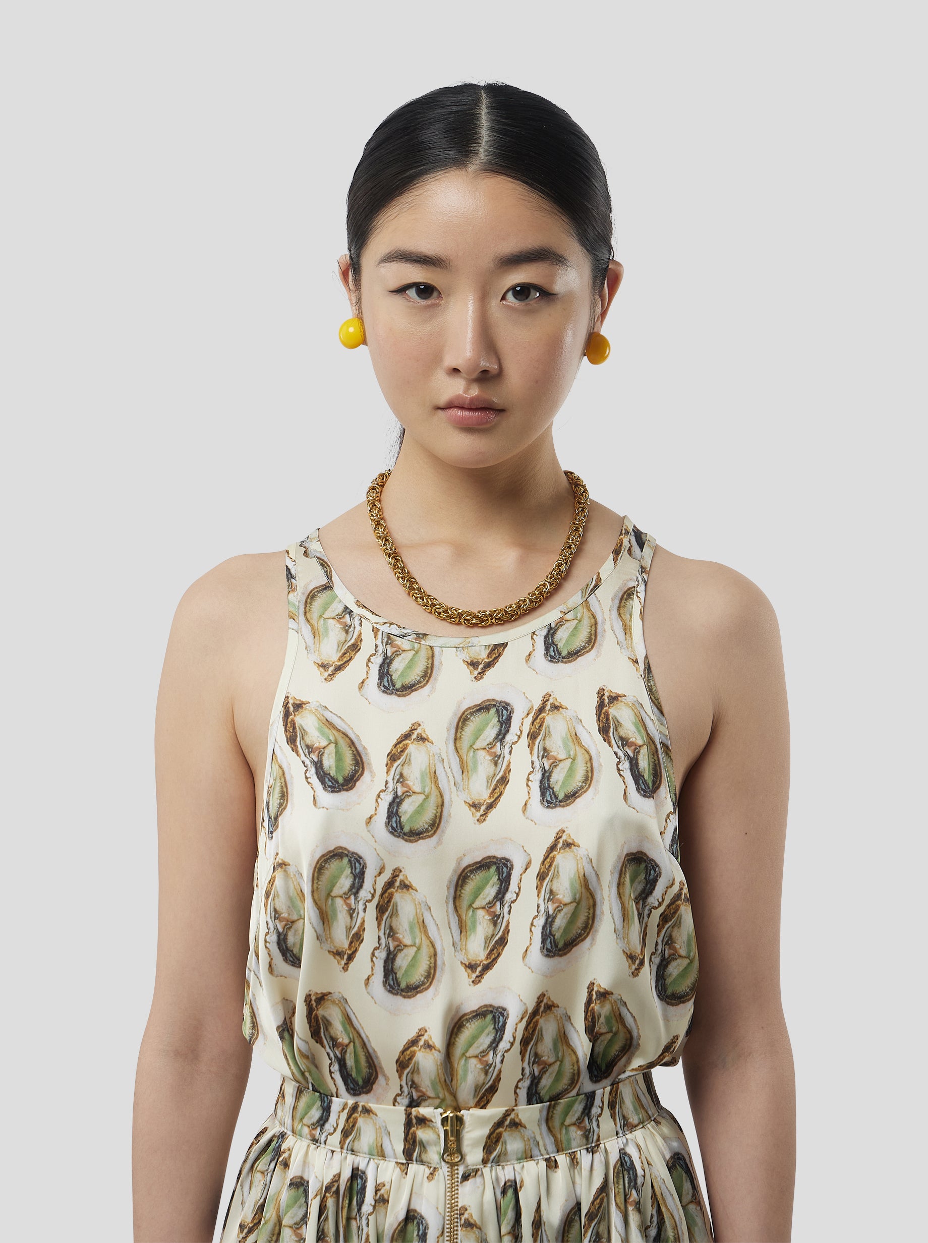 Deva Top in Lustruous Oyster print