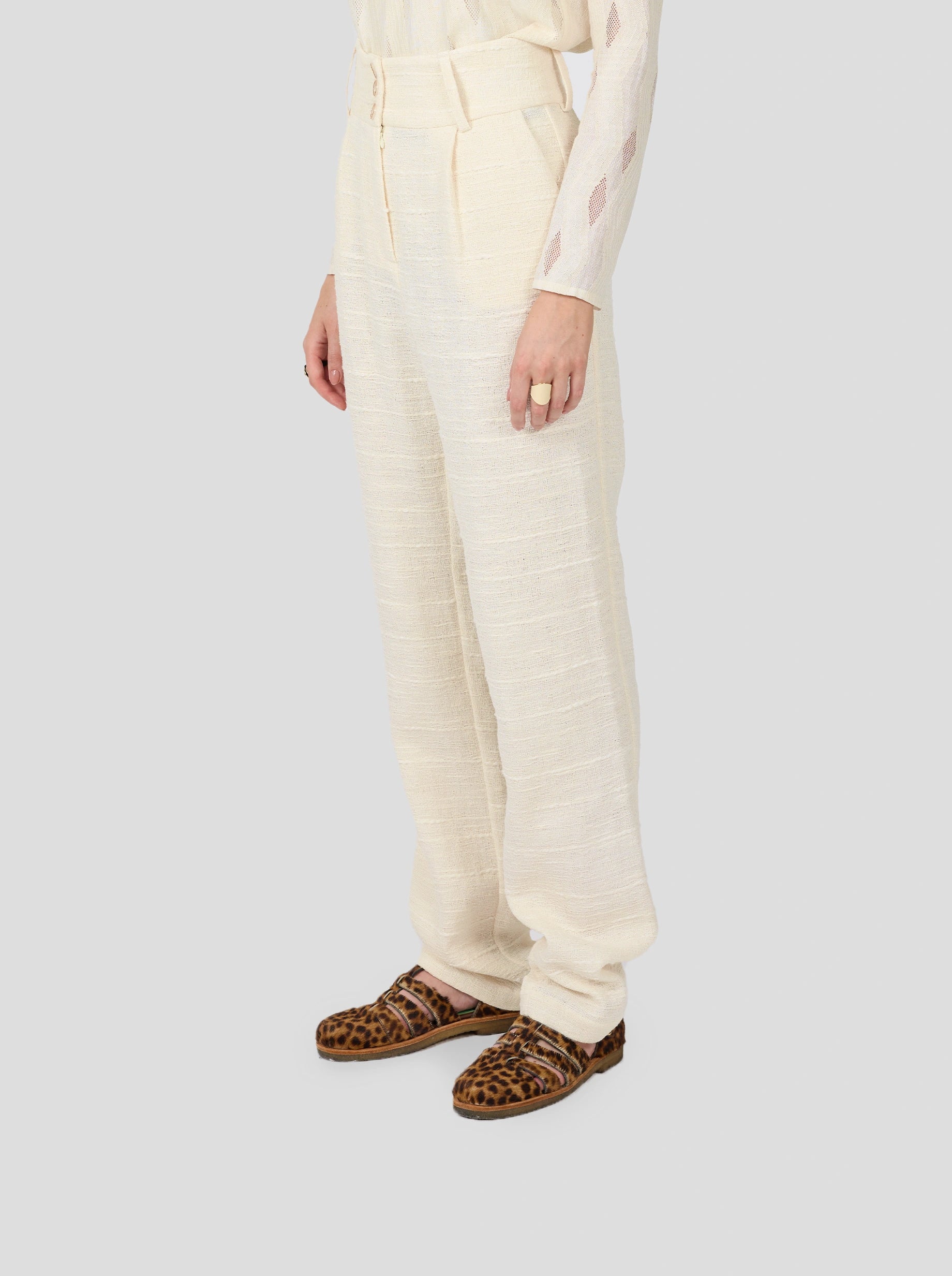 Jojo Pants In Ivory Jute Canvas