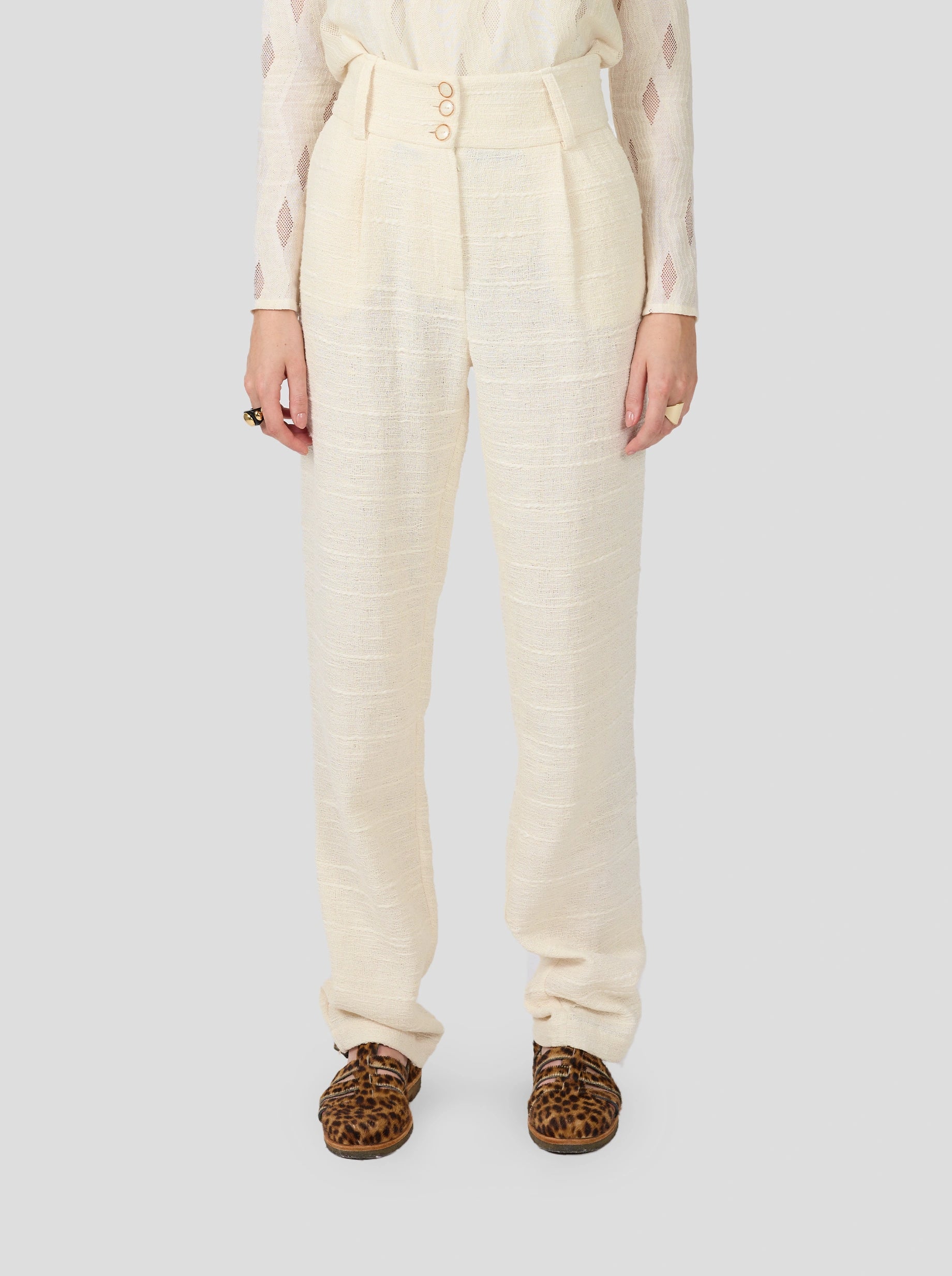 Jojo Pants In Ivory Jute Canvas