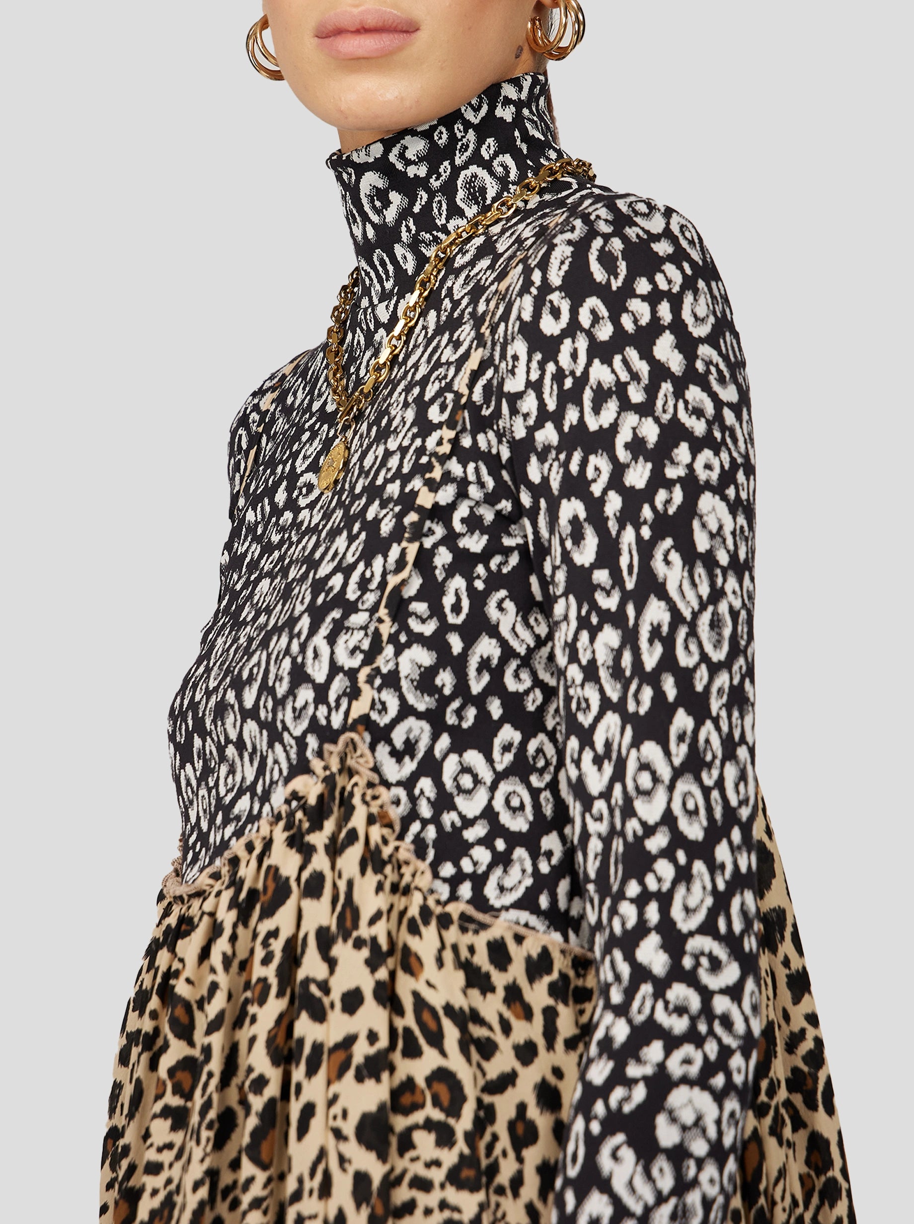 JUPE LOUIE EN IMPRIMÉ LEOPARD SOYEUX