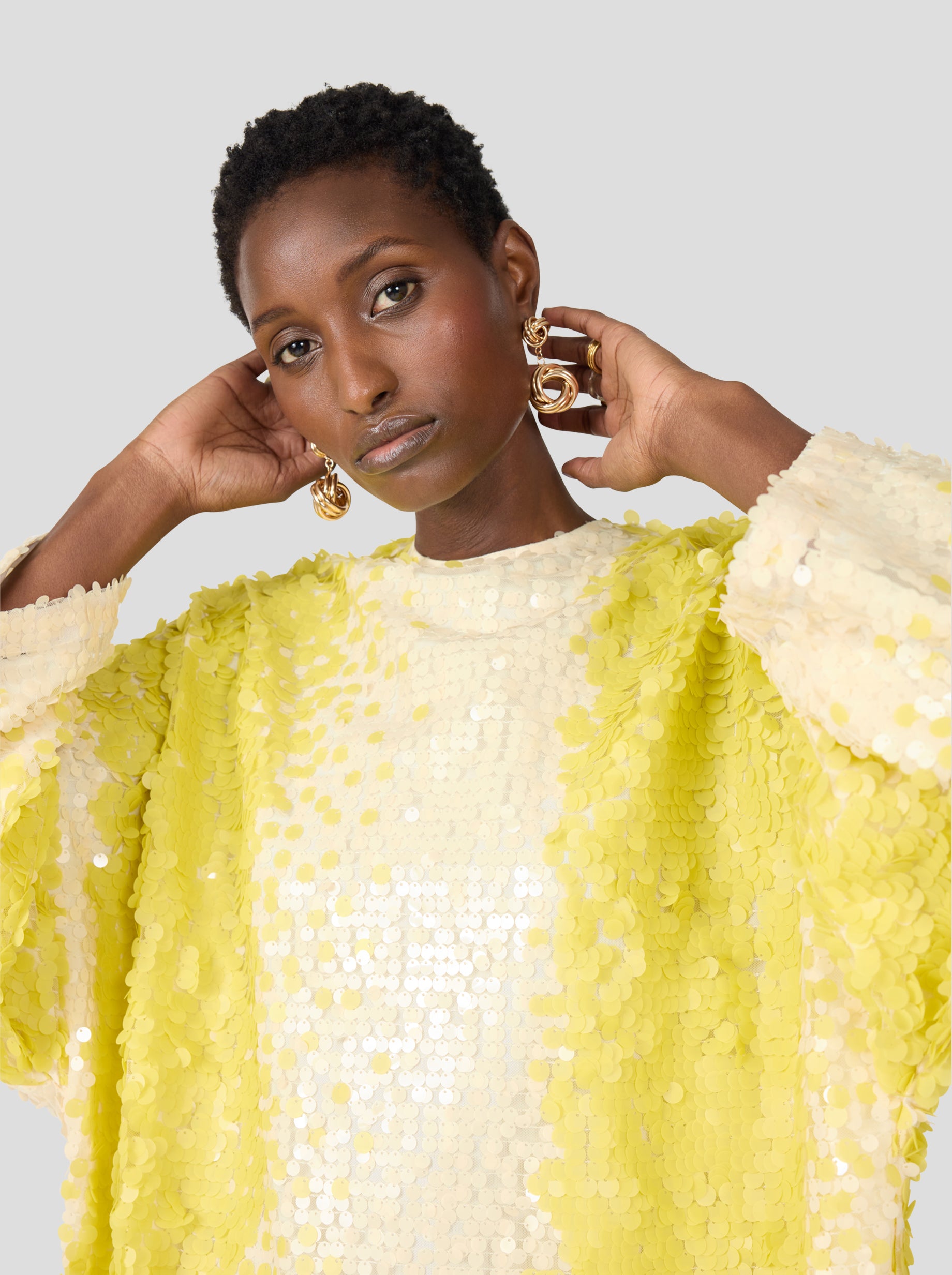 Milo dress in Sequins Yellow Meringue