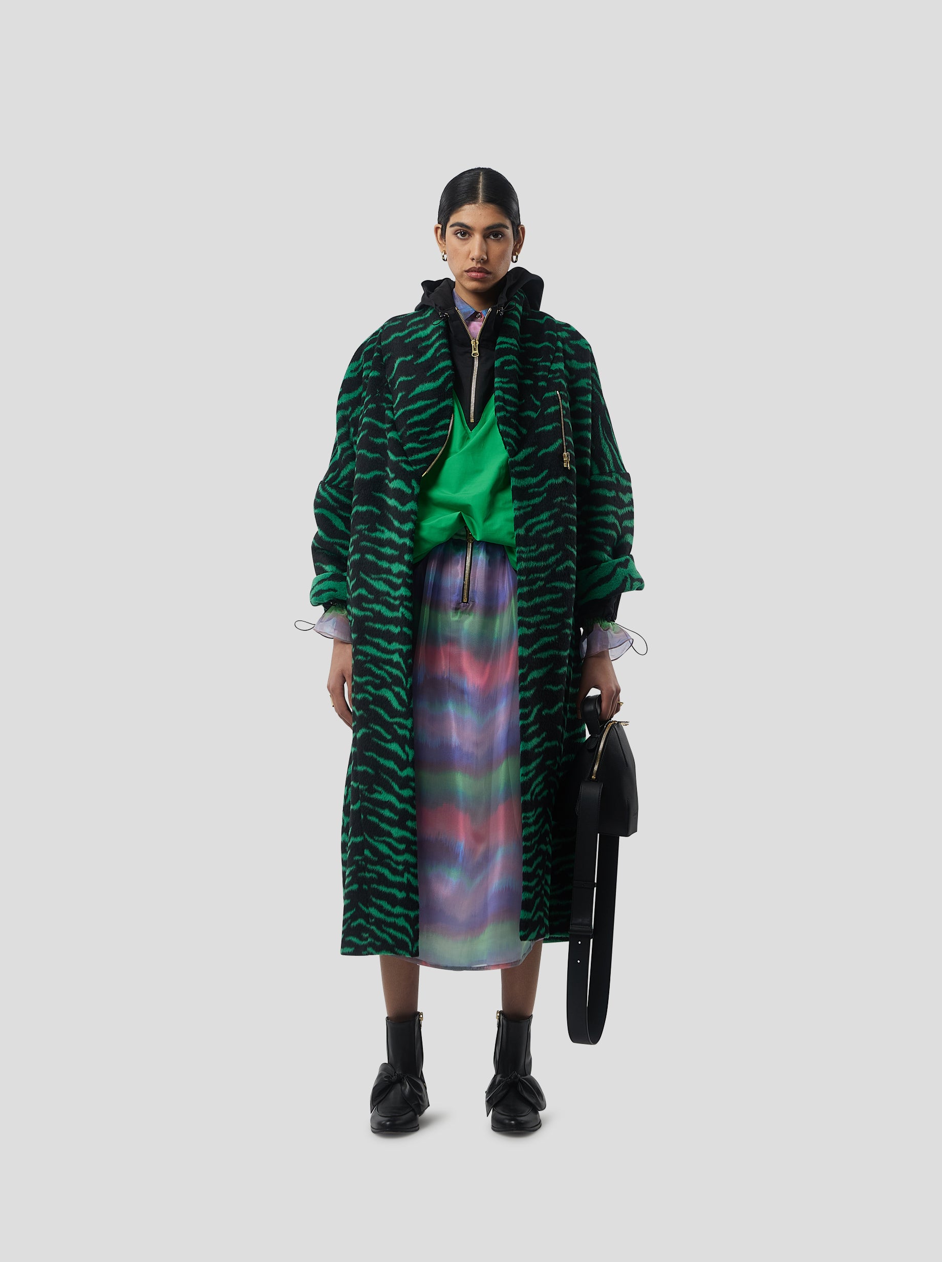 Eren Coat in Forest Green Zebra Wool