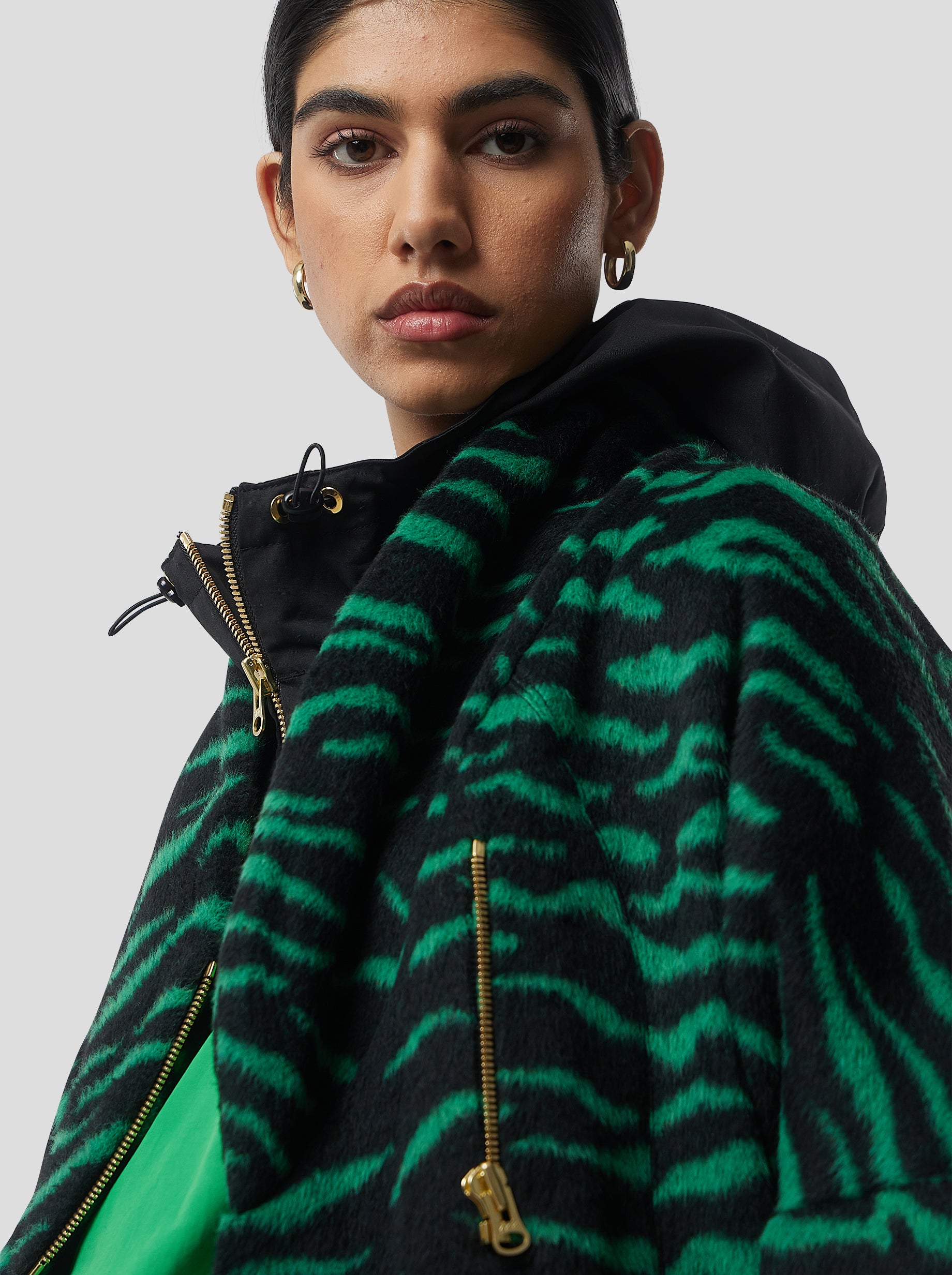 Eren Coat in Forest Green Zebra Wool