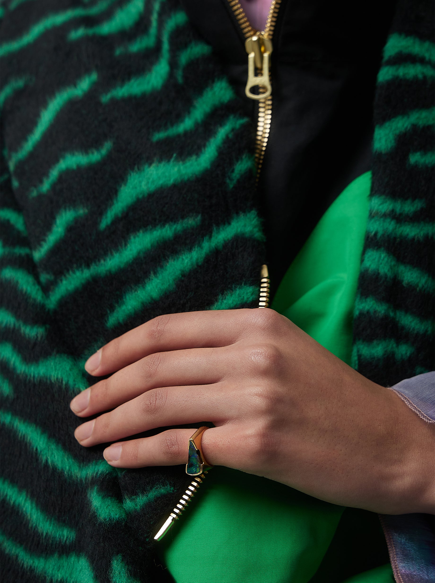 Eren Coat in Forest Green Zebra Wool