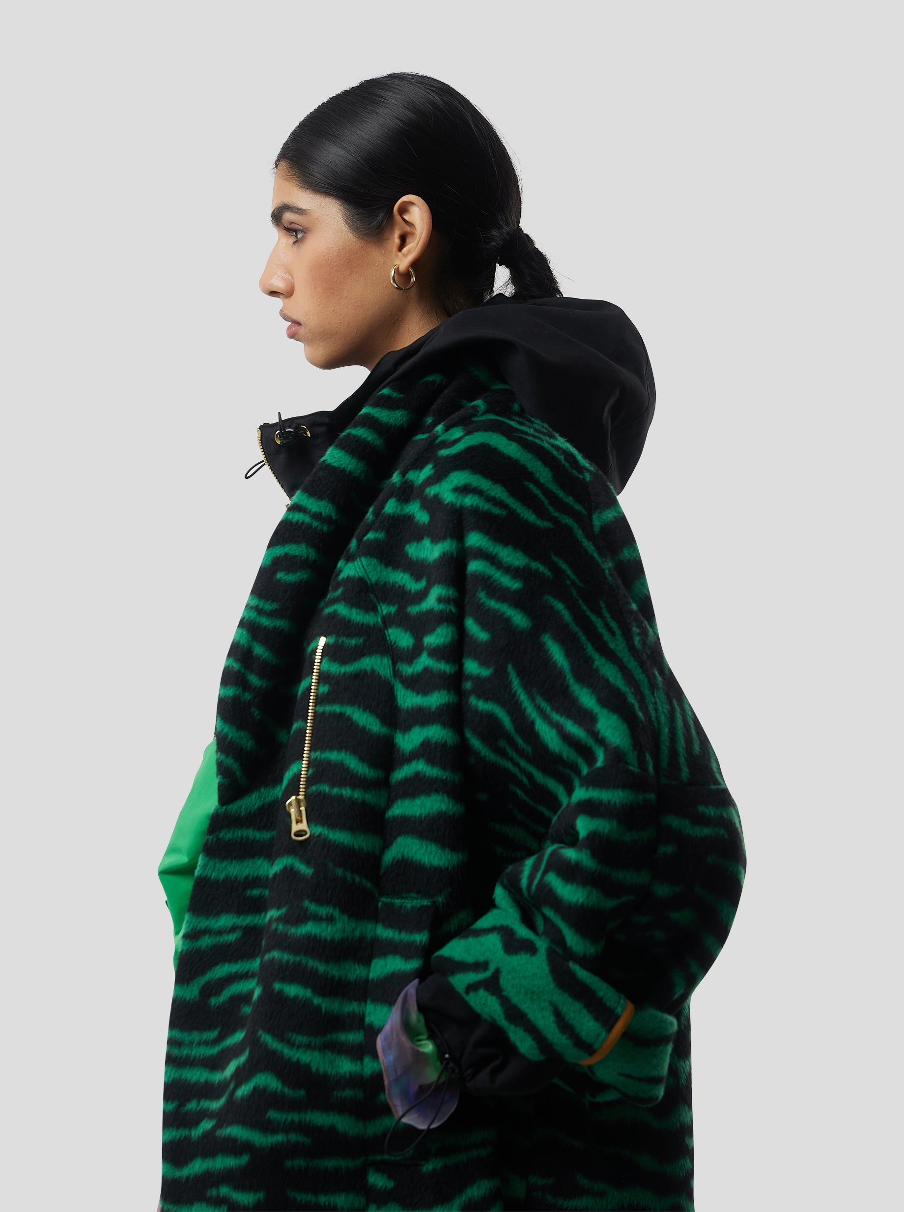 Eren Coat in Forest Green Zebra Wool