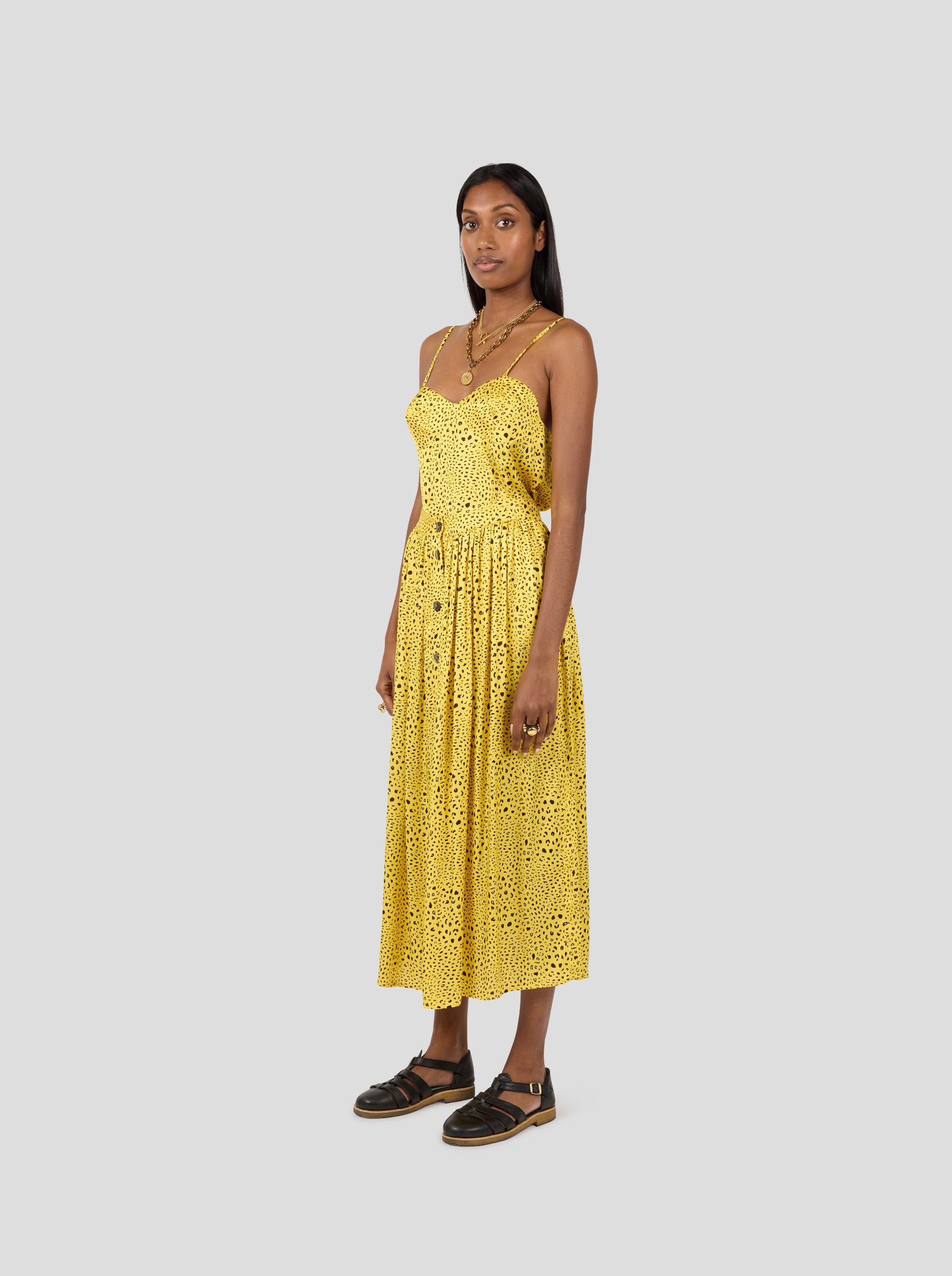 Orso Long Skirt in Yellow Leopard