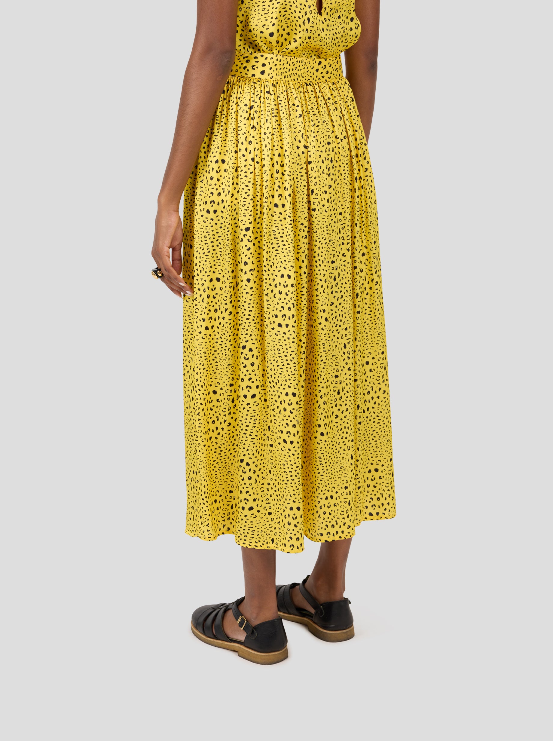Orso Long Skirt in Yellow Leopard