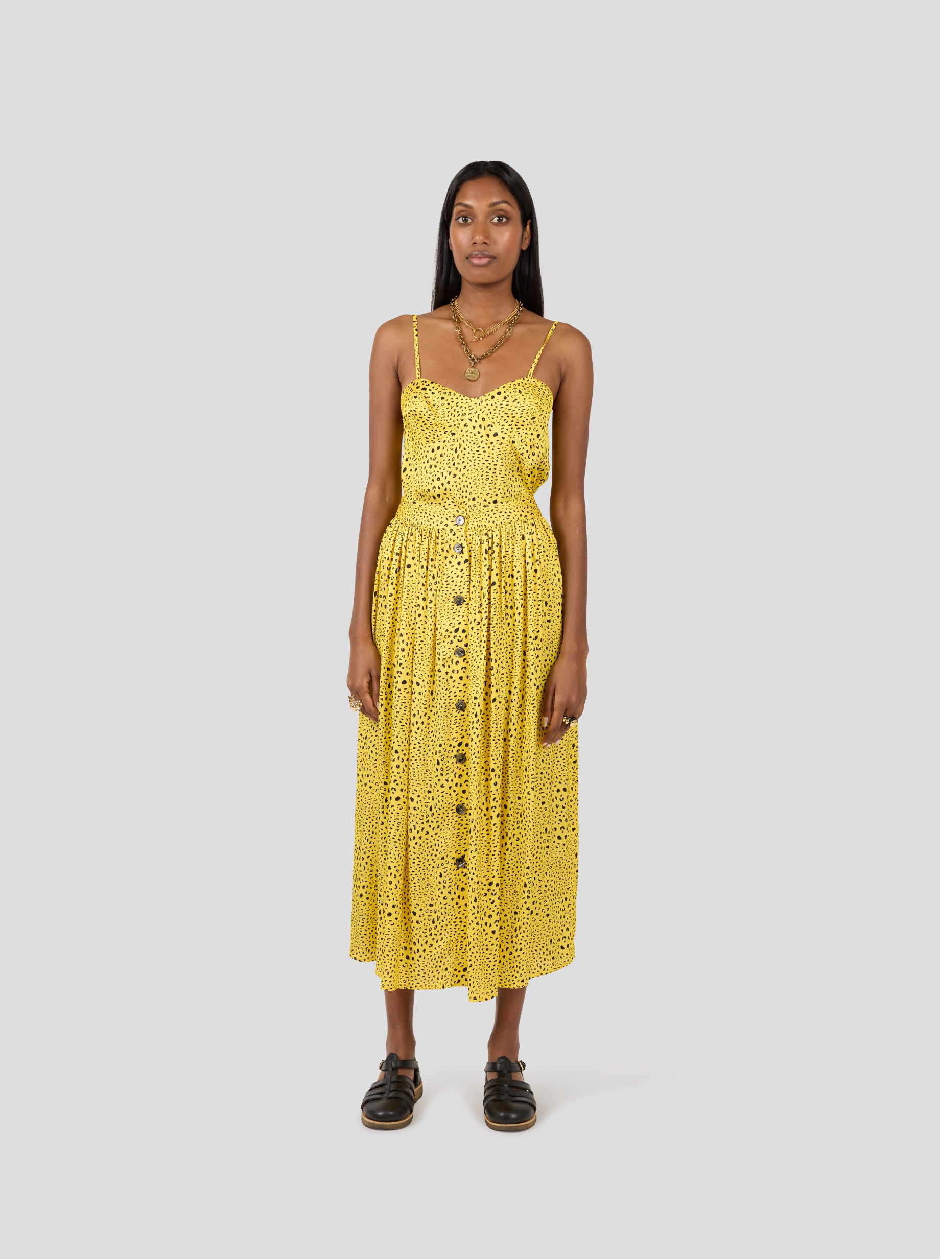 Orso Long Skirt in Yellow Leopard