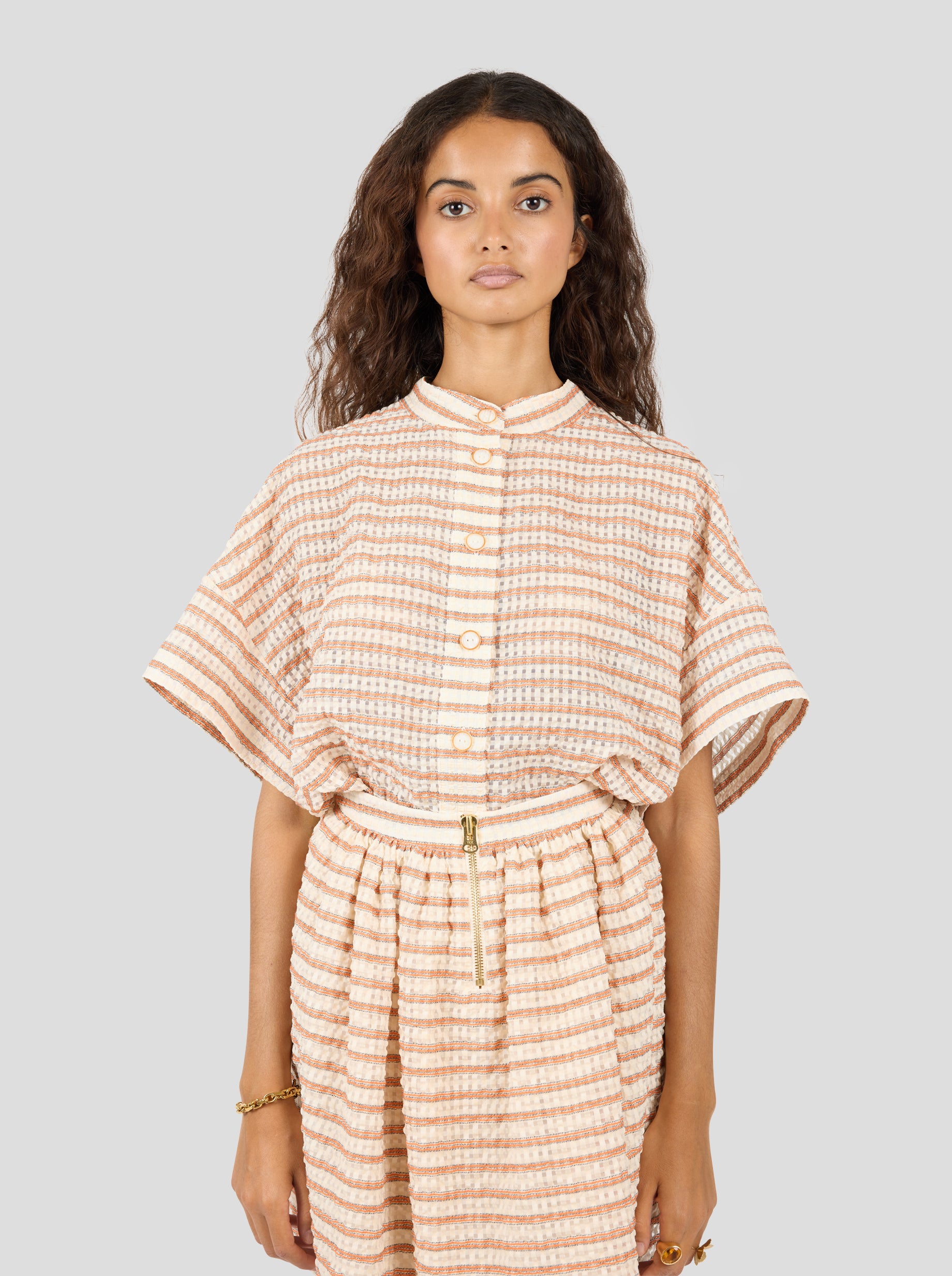Pixie shirt in rayé Muted Orange