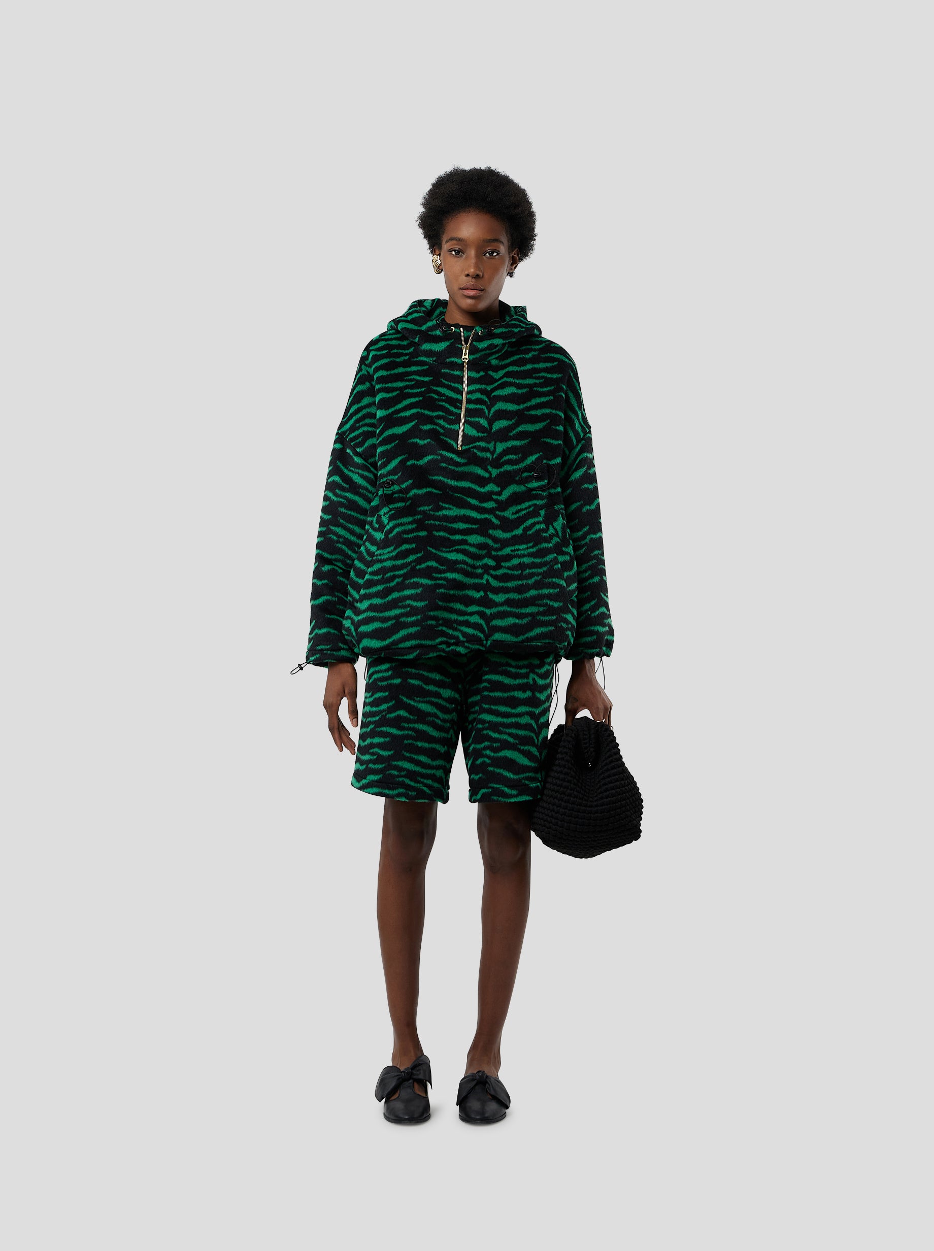 Coupe-Vent Tony en Lainage Zèbre Vert Forêt
