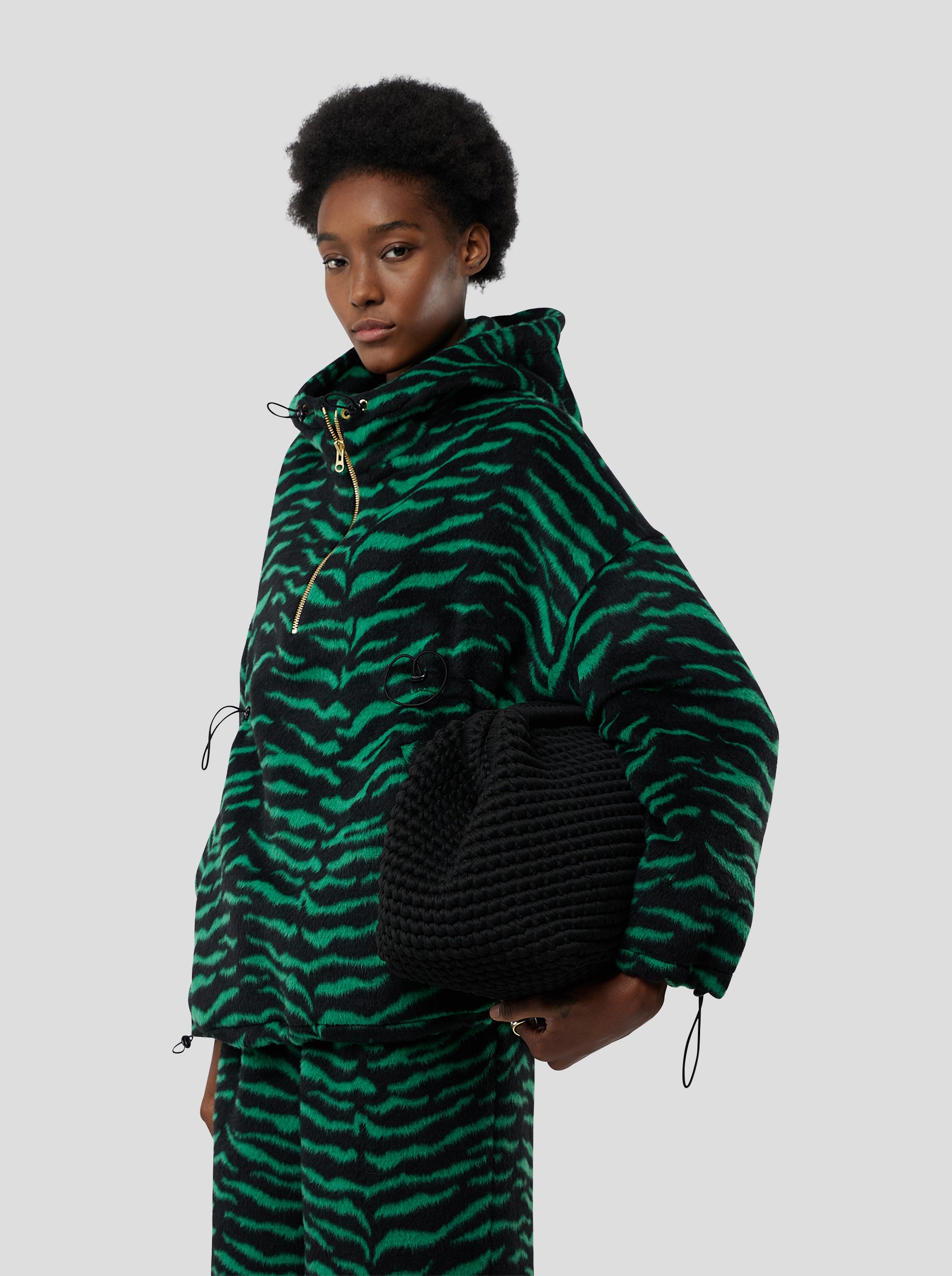 Coupe-Vent Tony en Lainage Zèbre Vert Forêt