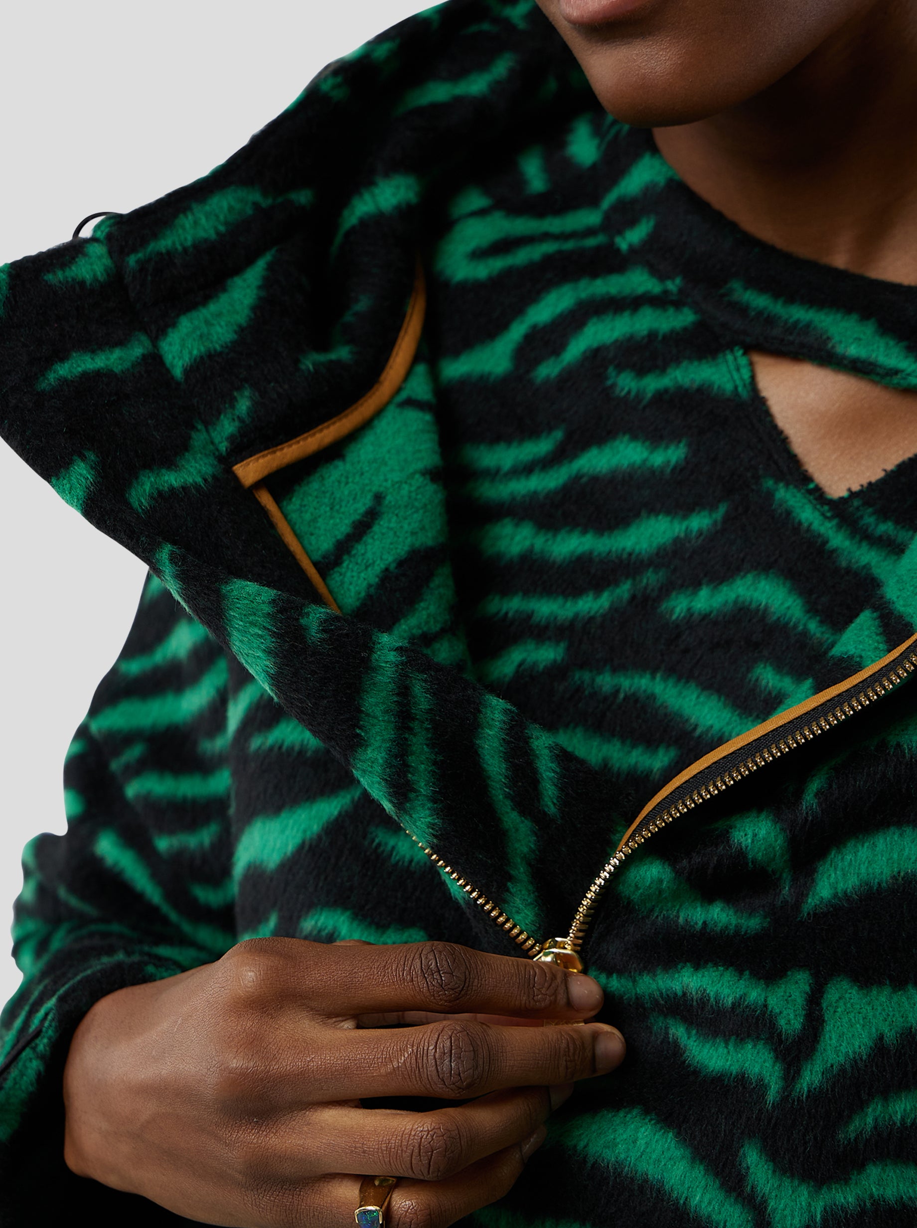 Coupe-Vent Tony en Lainage Zèbre Vert Forêt