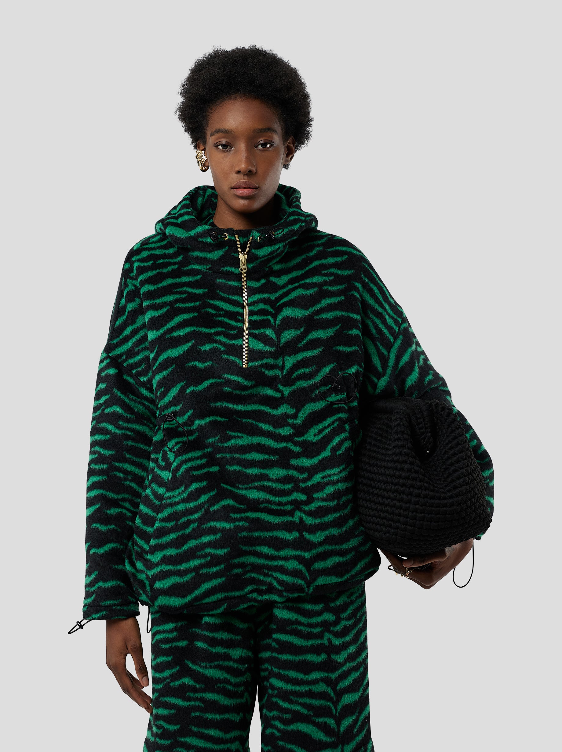 Coupe-Vent Tony en Lainage Zèbre Vert Forêt