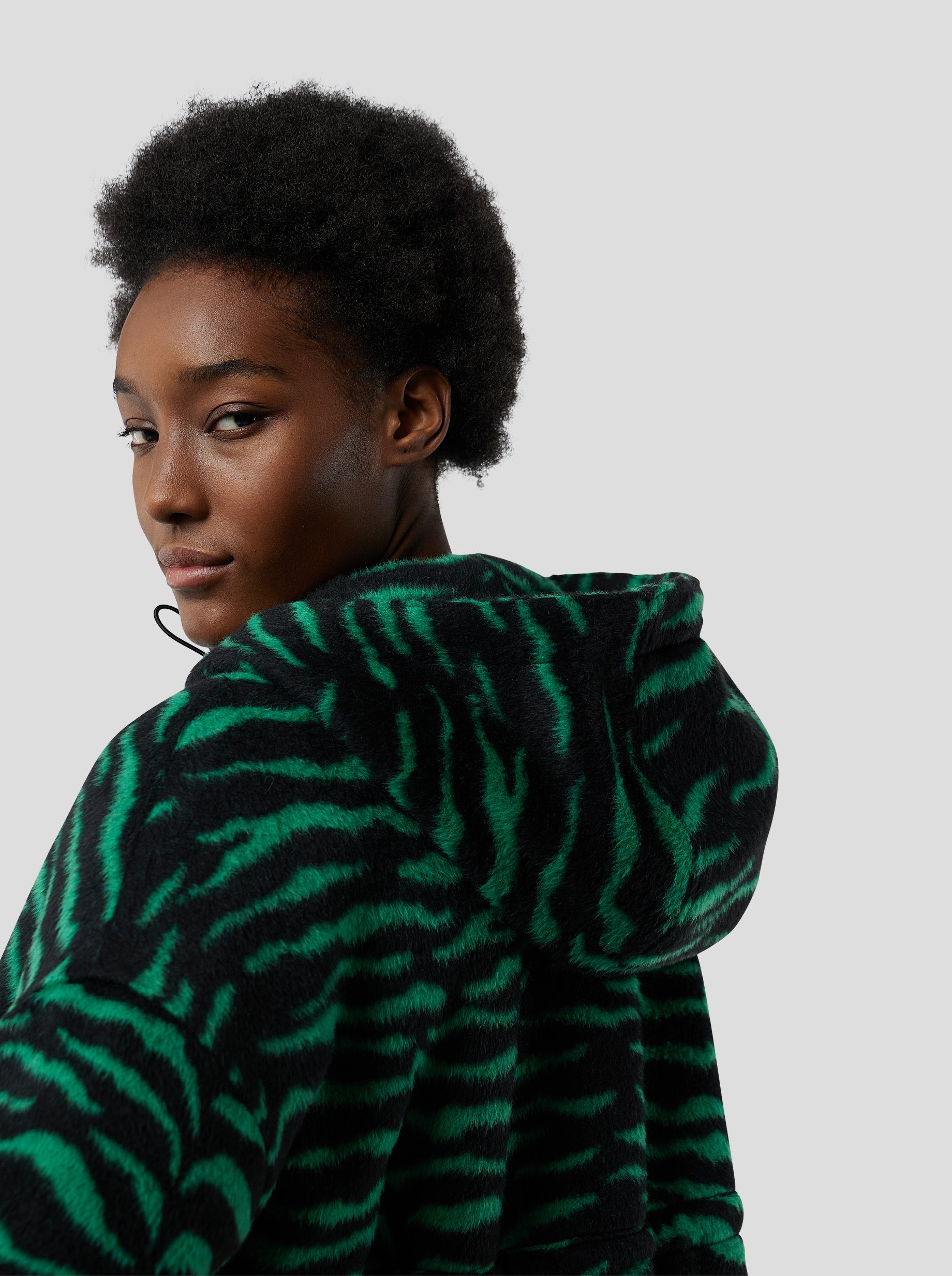 Coupe-Vent Tony en Lainage Zèbre Vert Forêt
