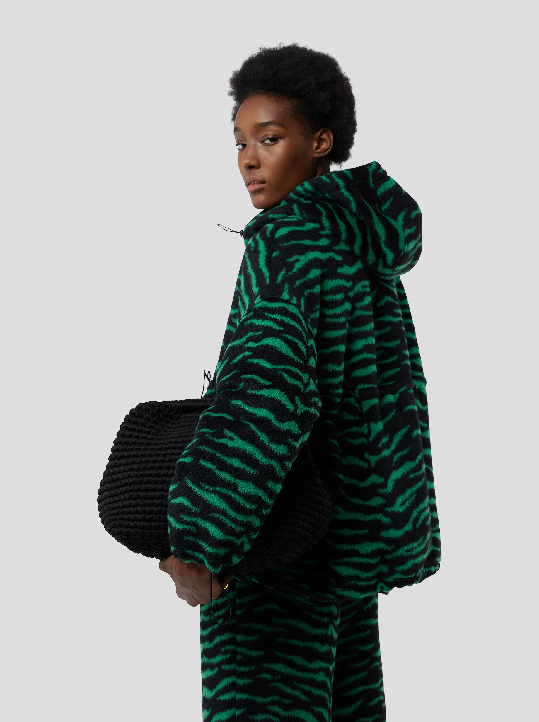 Coupe-Vent Tony en Lainage Zèbre Vert Forêt